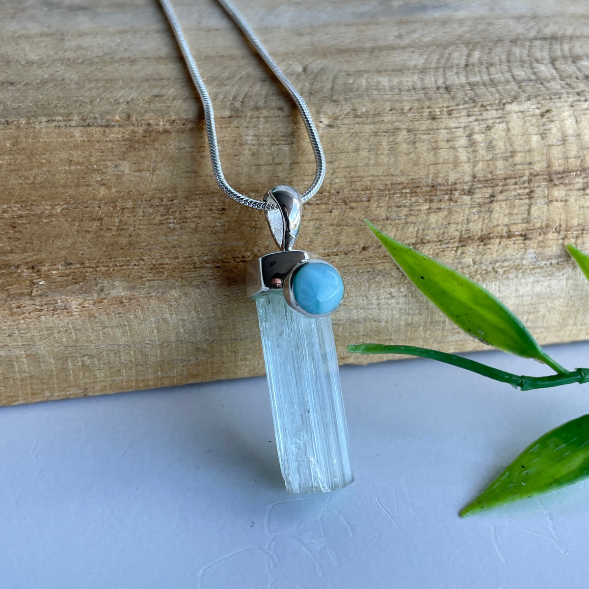 Aquamarine and Larimar Pendant