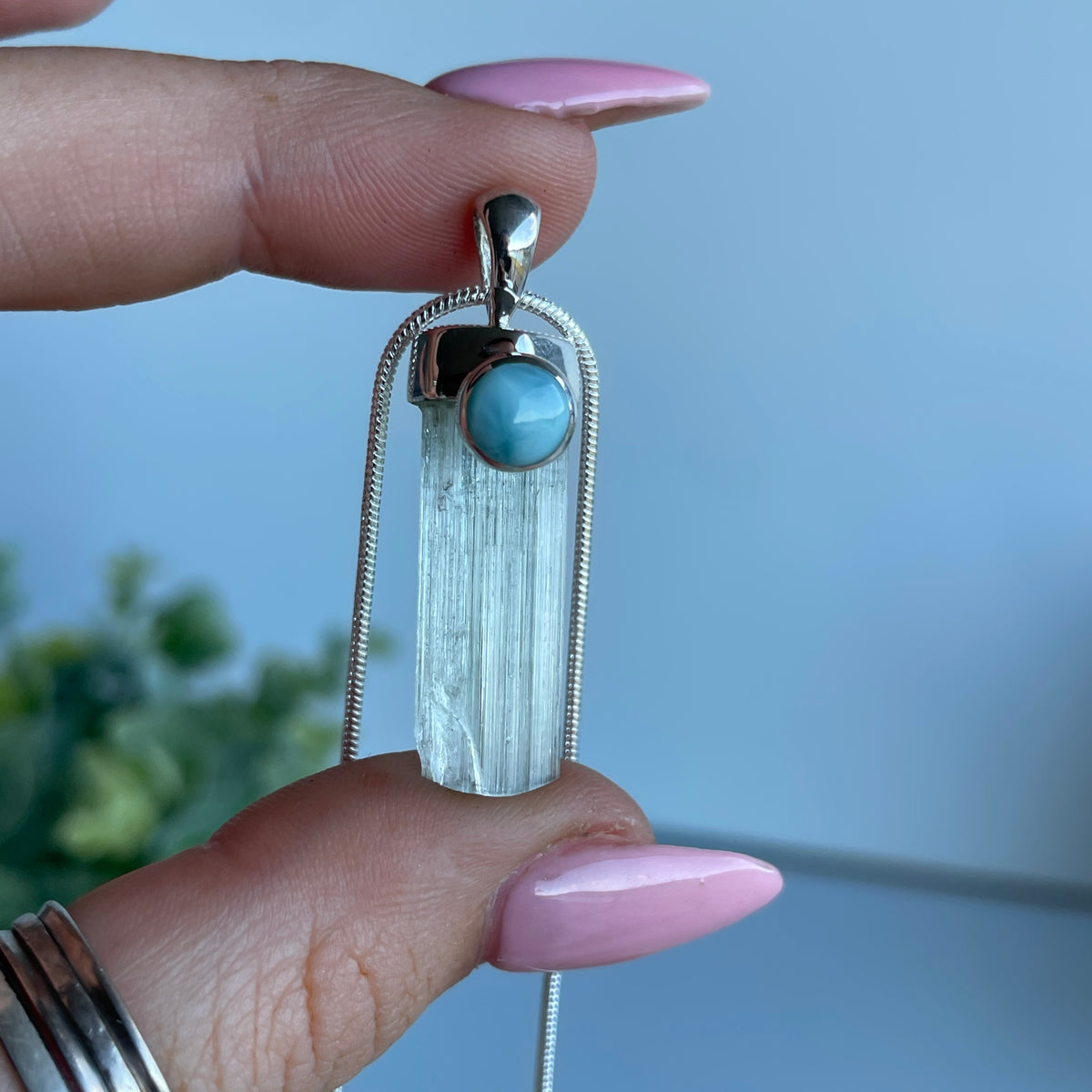 Aquamarine and Larimar Pendant