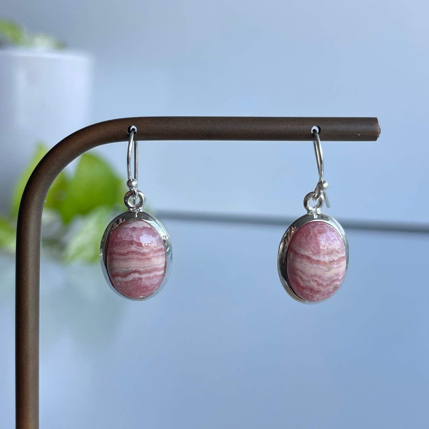 Rhodochrosite Oval Earrings