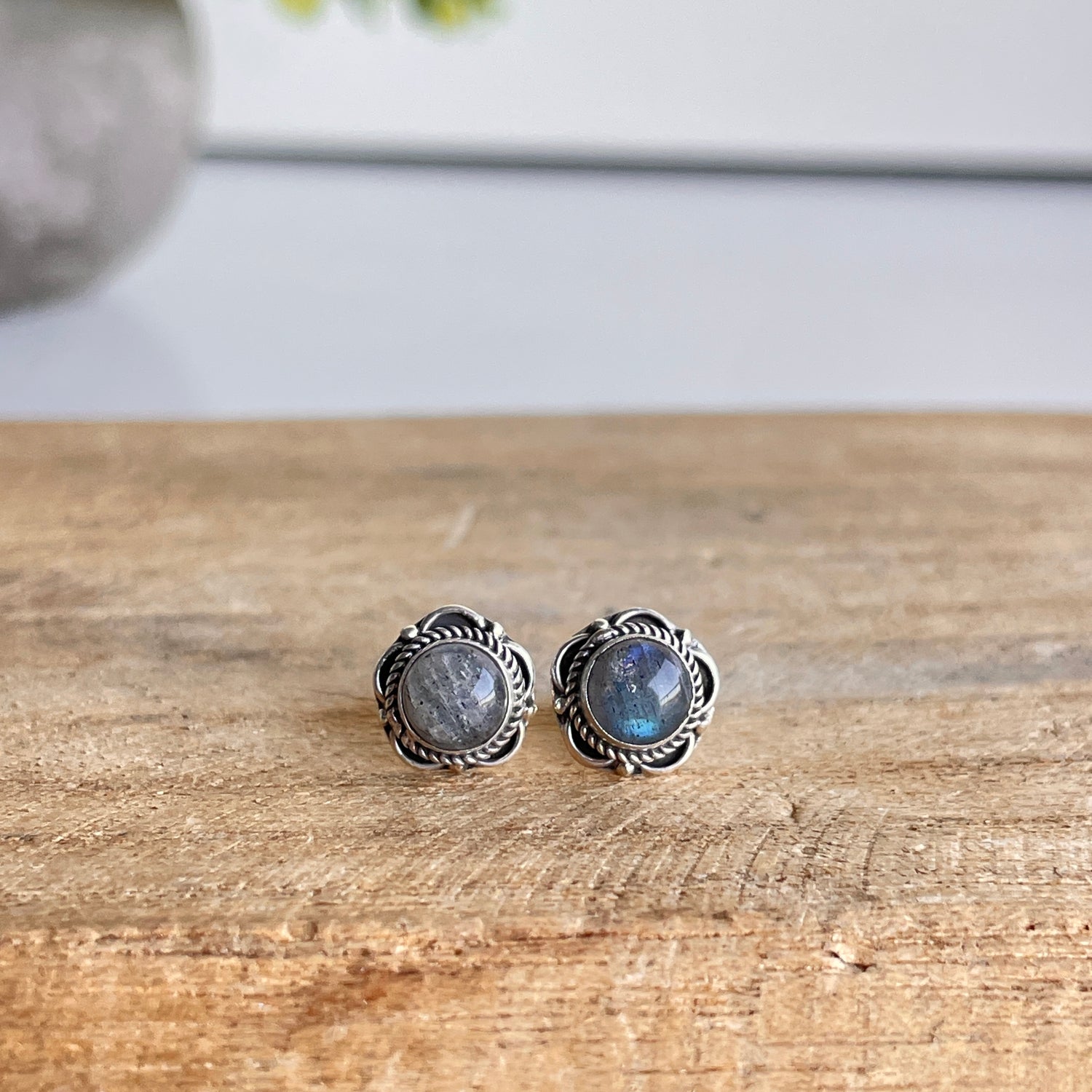 Labradorite Round Stud Earrings