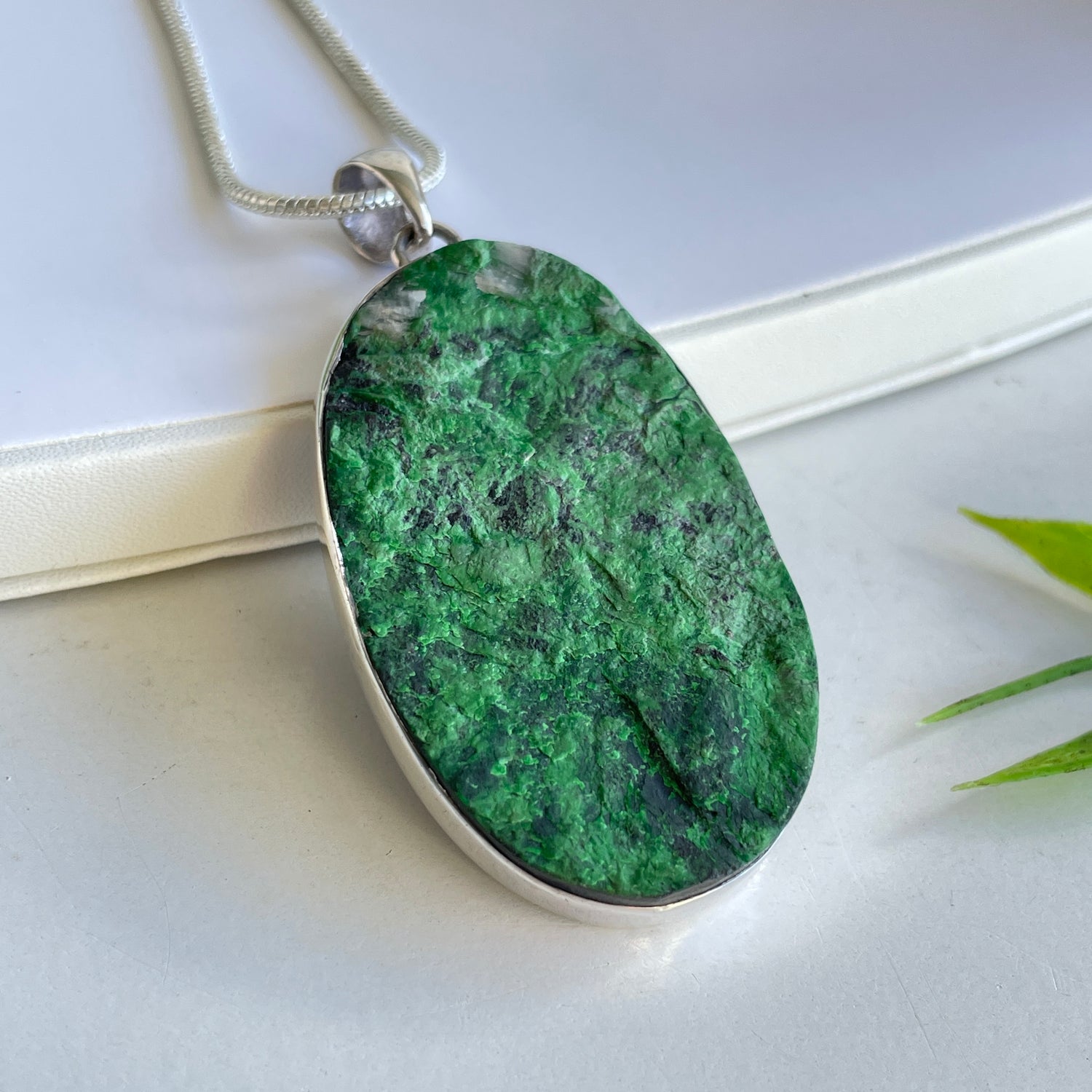 Ruby Zoisite Rough Oval Pendant