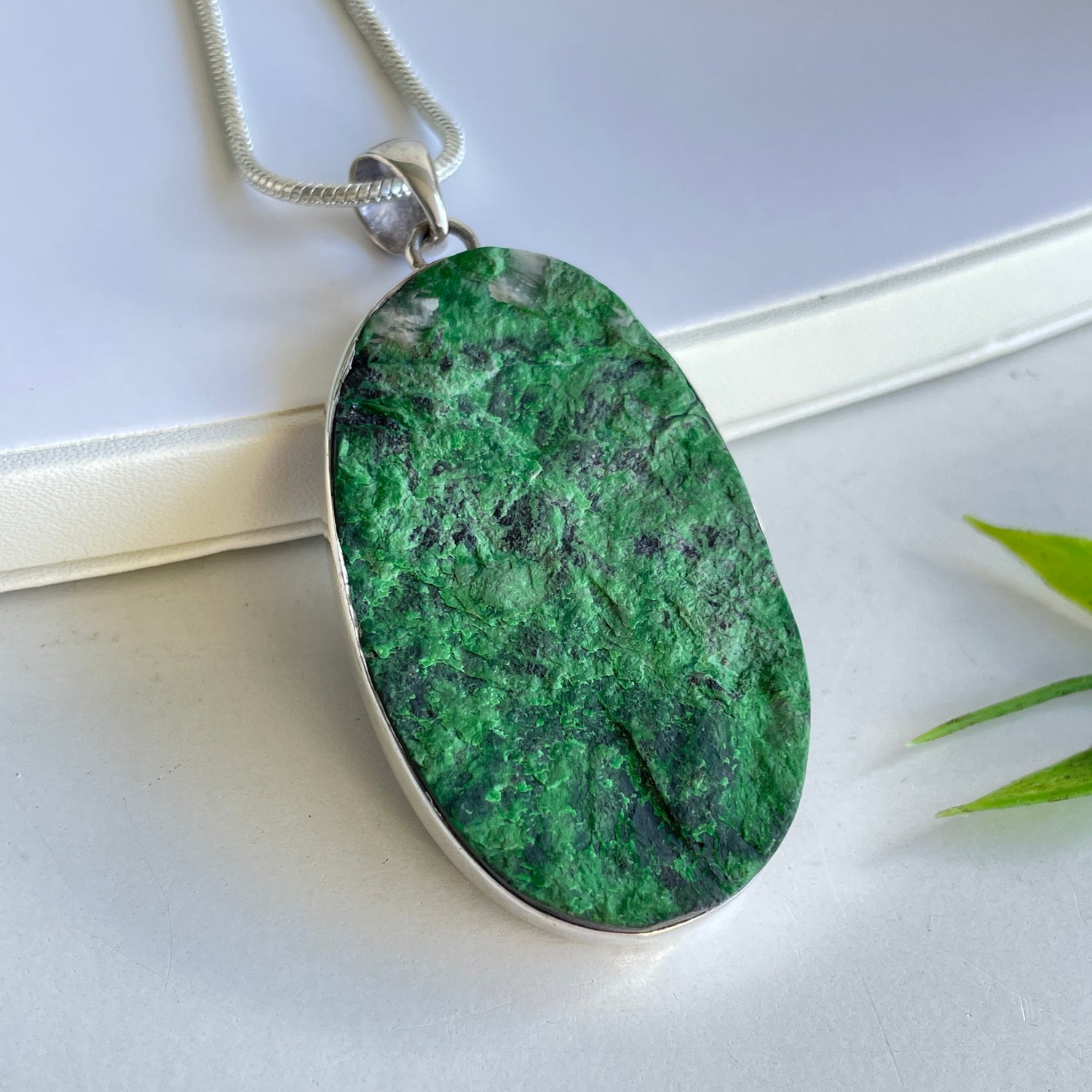 Ruby Zoisite Rough Oval Pendant
