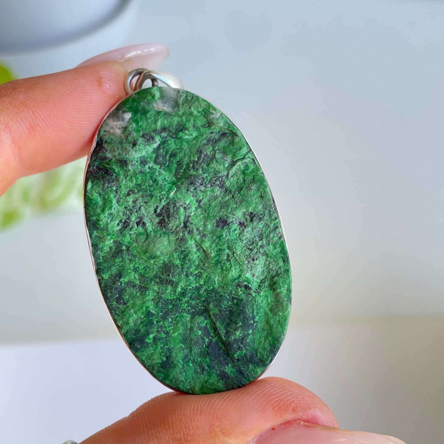 Ruby Zoisite Rough Oval Pendant
