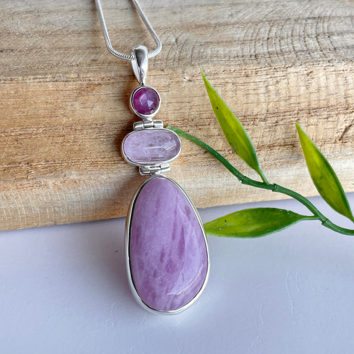 Pink Sapphire and Kunzite Pendant