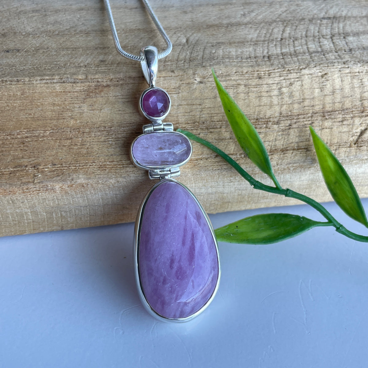 Pink Sapphire and Kunzite Pendant