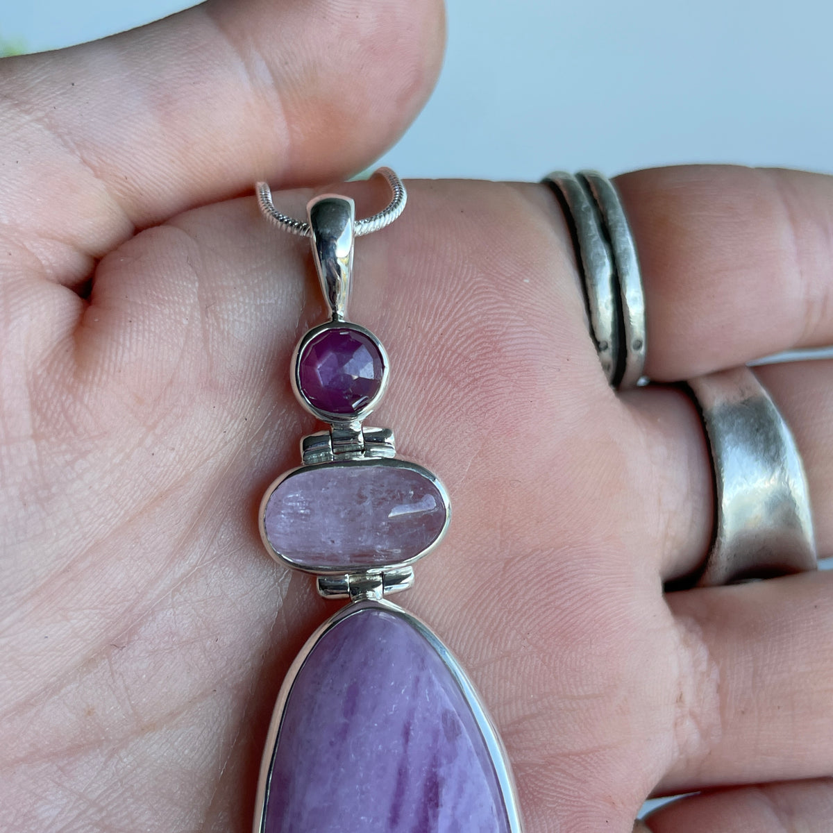 Pink Sapphire and Kunzite Pendant