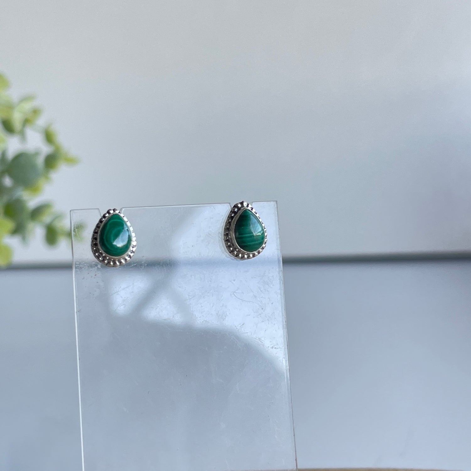 Malachite Teardrop Stud Earrings