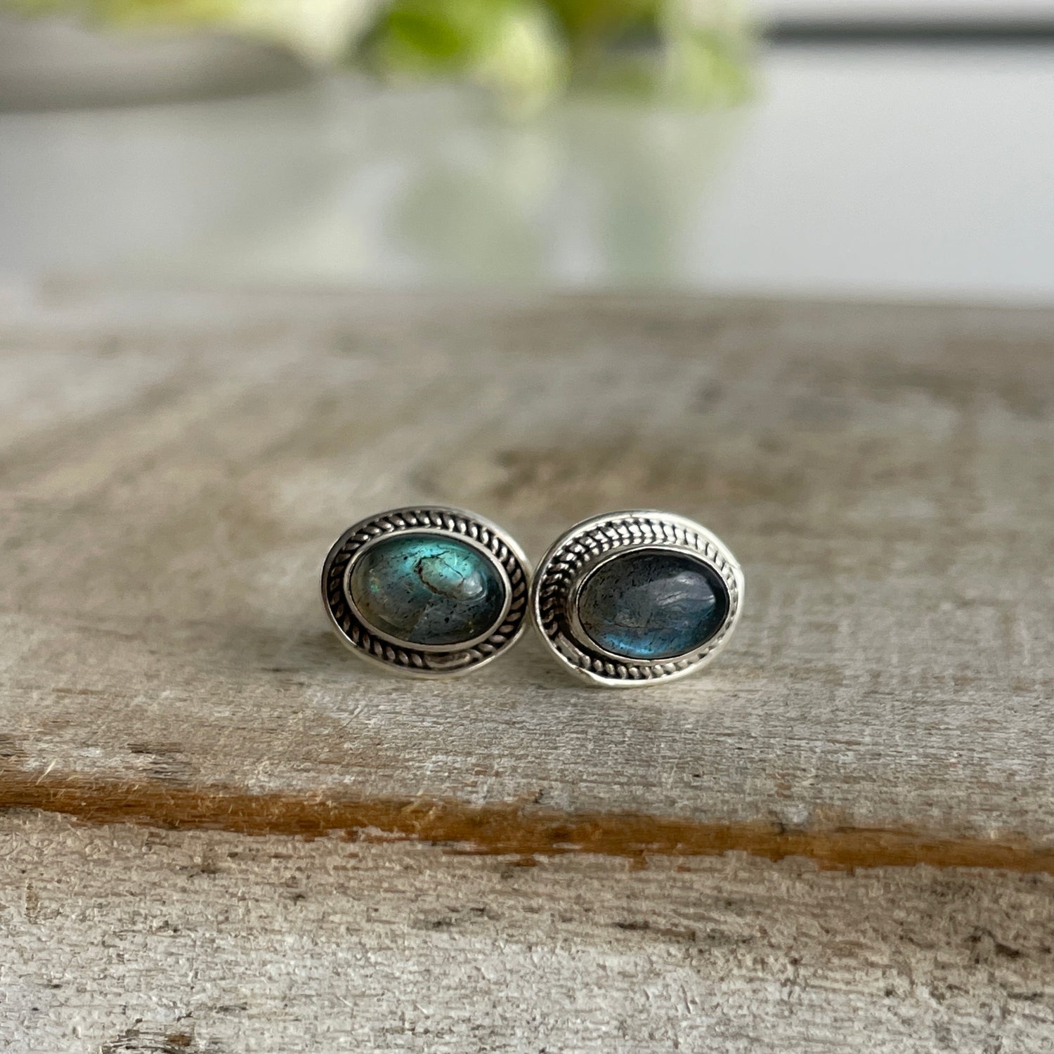 Labradorite Oval Studs