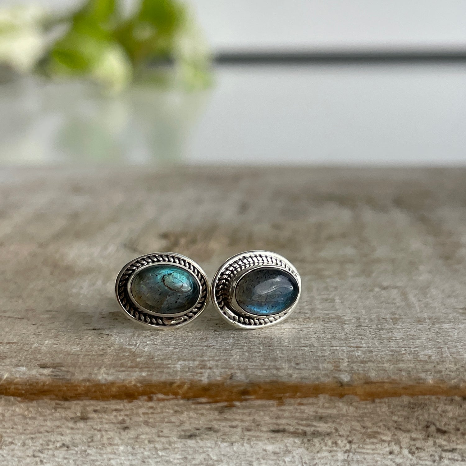 Labradorite Oval Studs