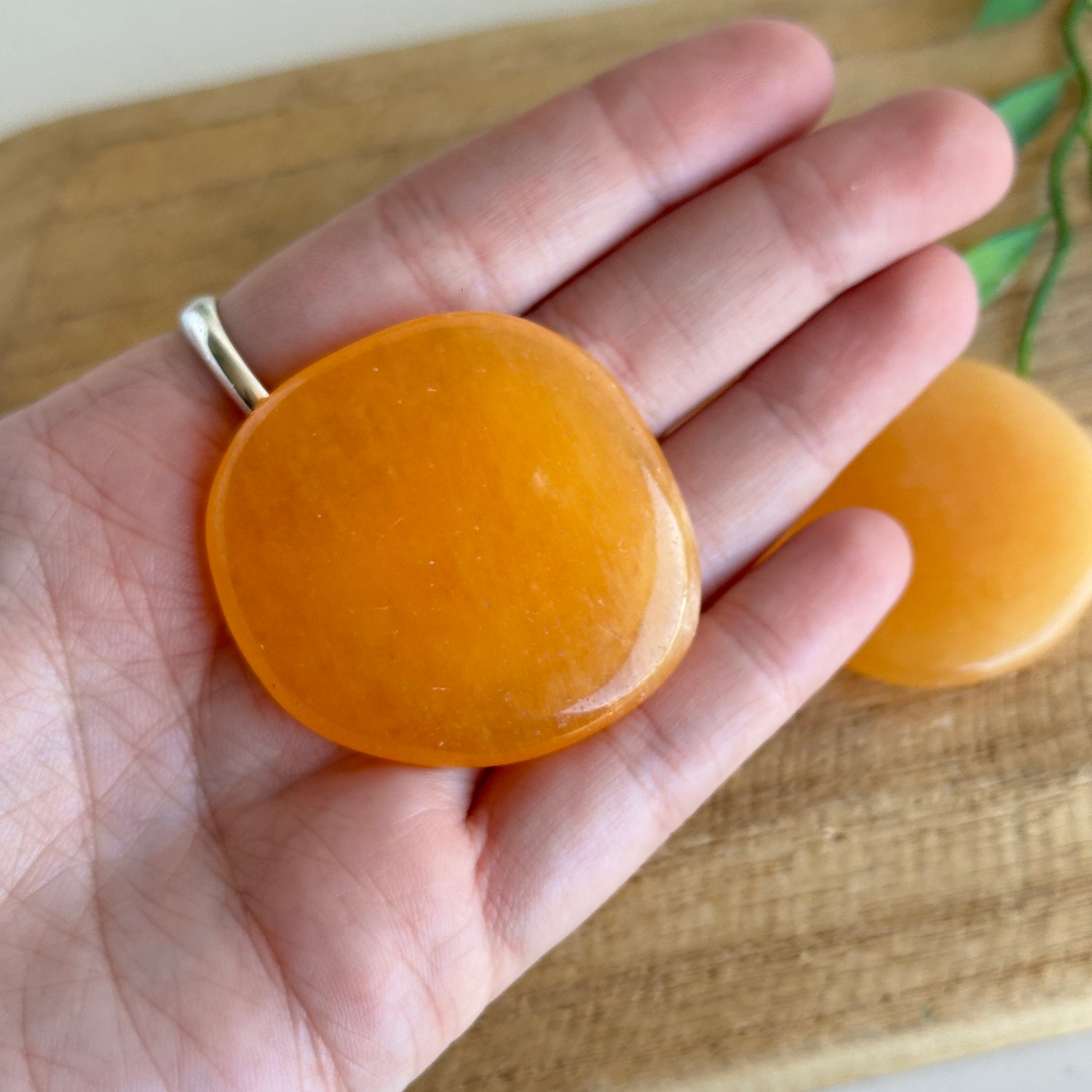Orange Calcite Flat Stone XL Bra Buddy