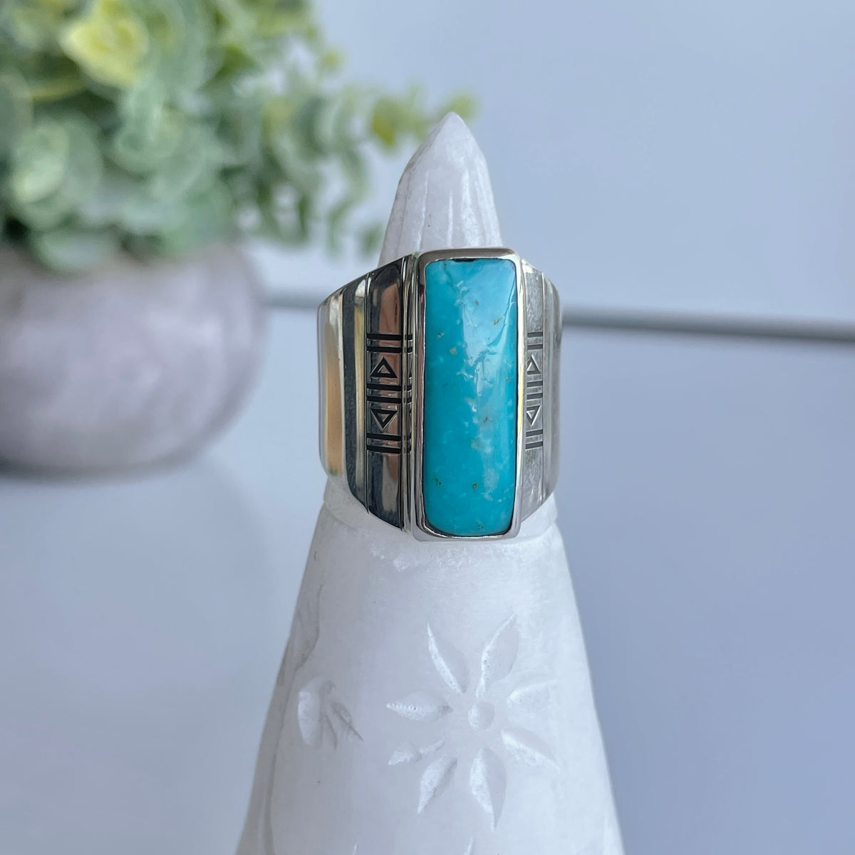Turquoise Rectangle Ring Sz8