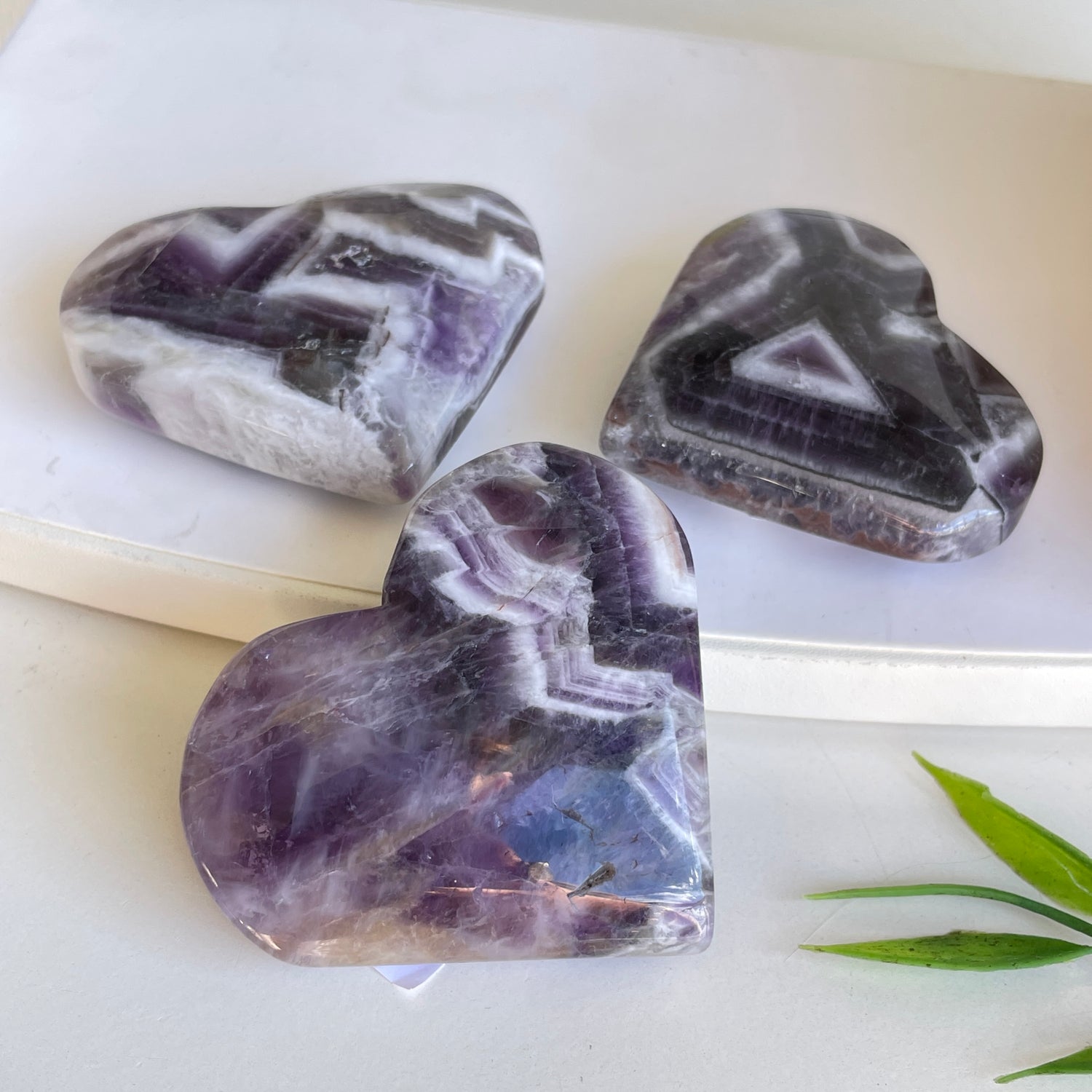 Chevron Amethyst Heart Small