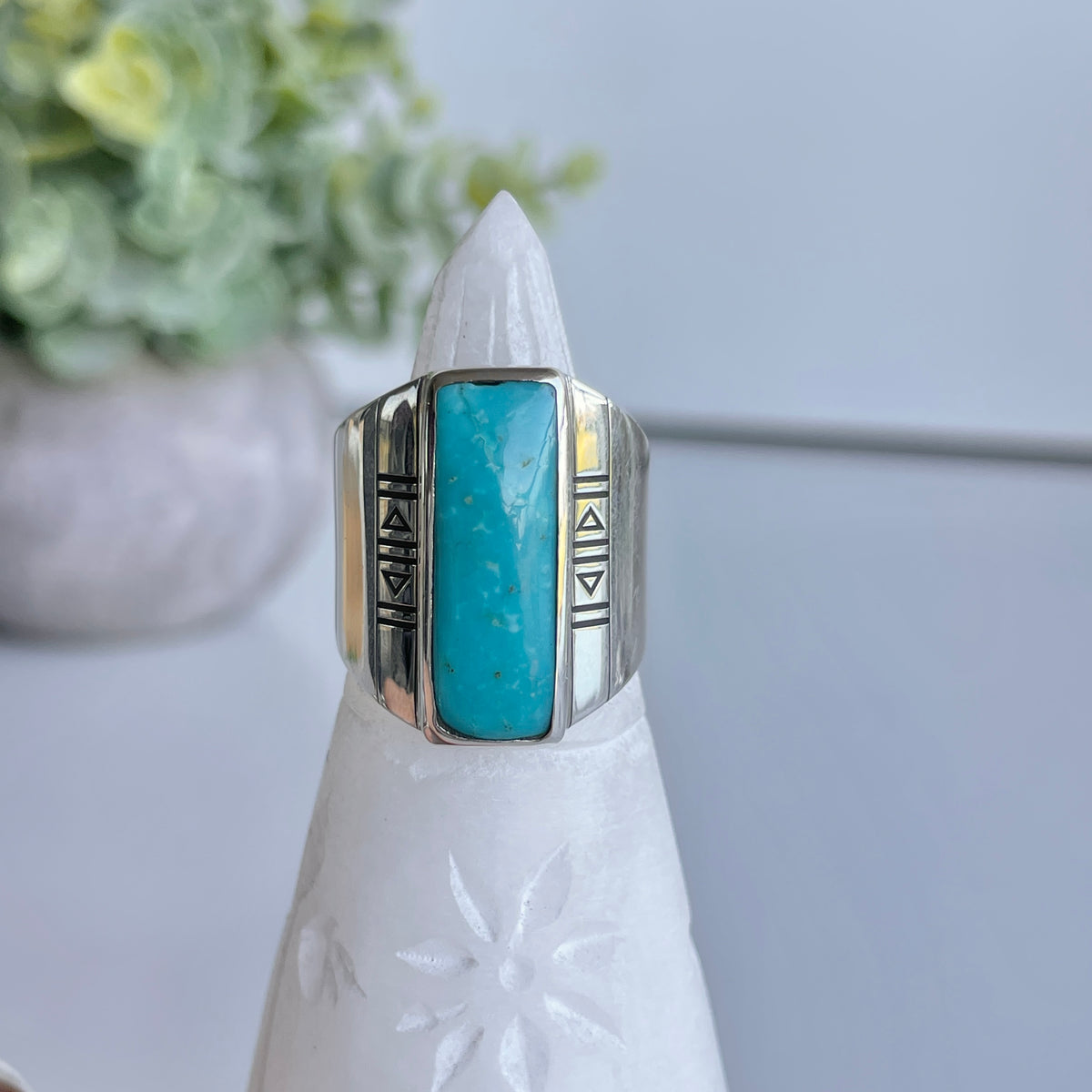 Turquoise Rectangle Ring Sz8