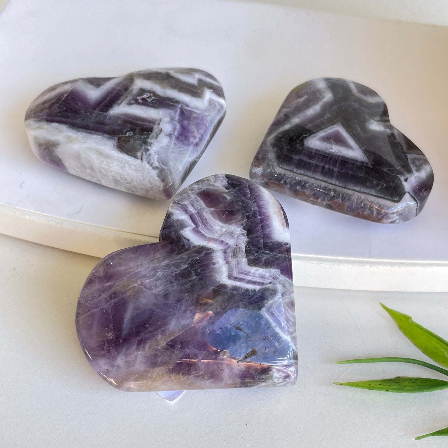 Chevron Amethyst Heart Small