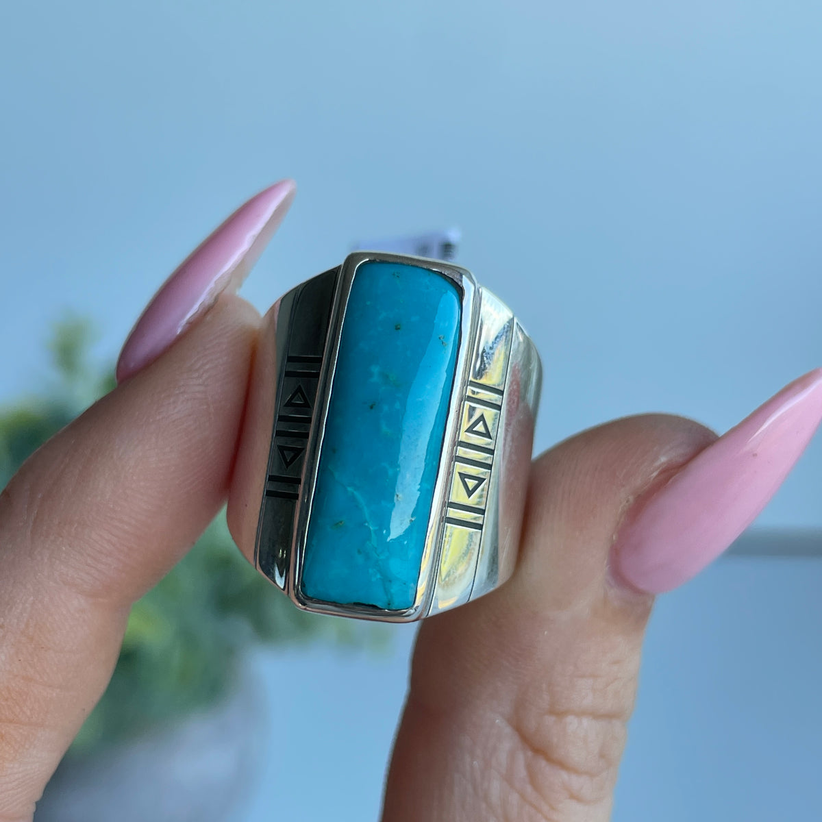 Turquoise Rectangle Ring Sz8