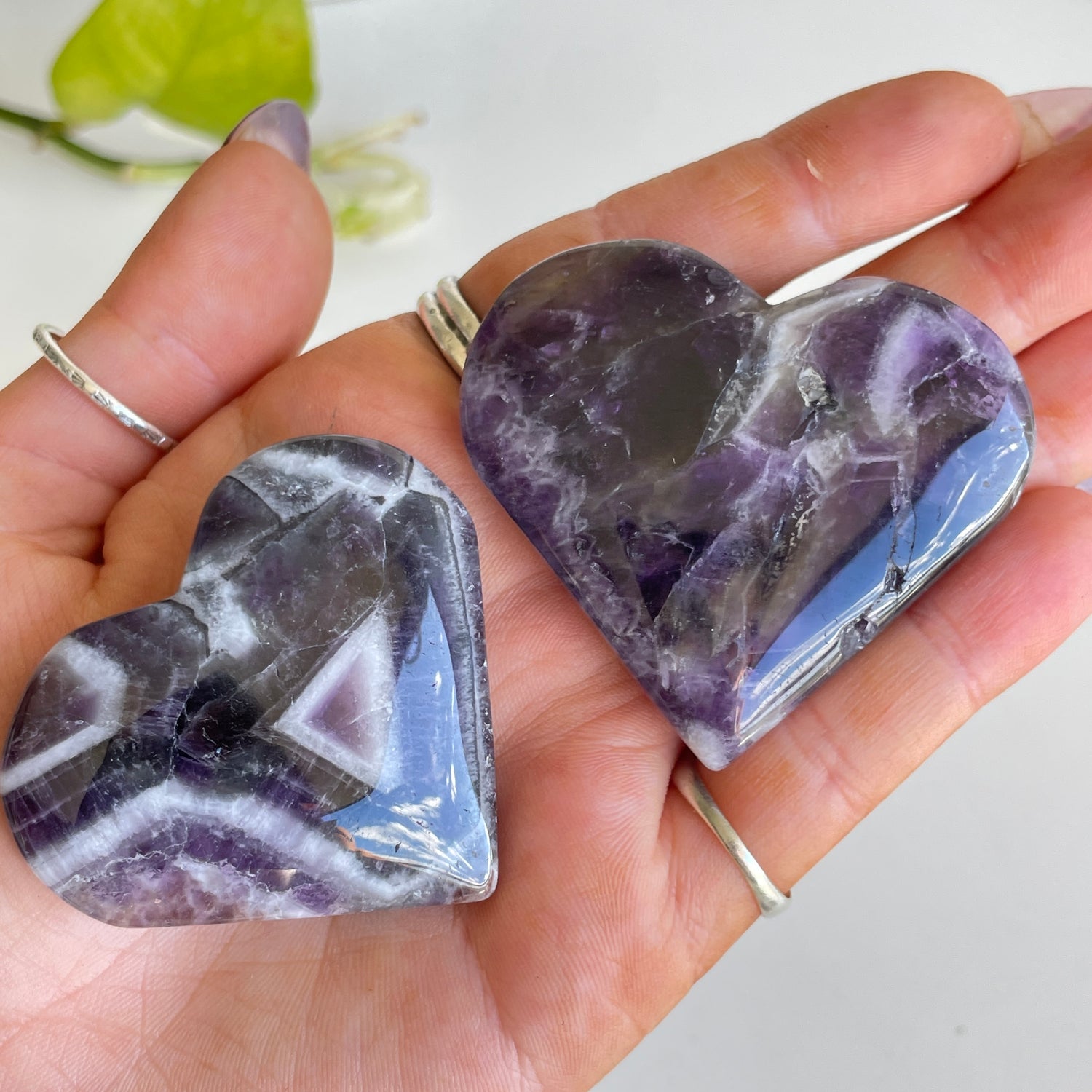 Chevron Amethyst Heart Small