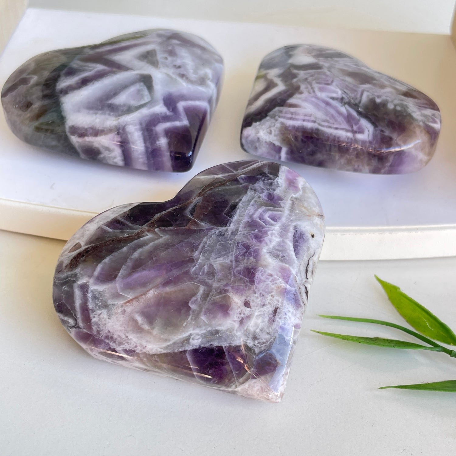 Chevron Amethyst Heart Medium