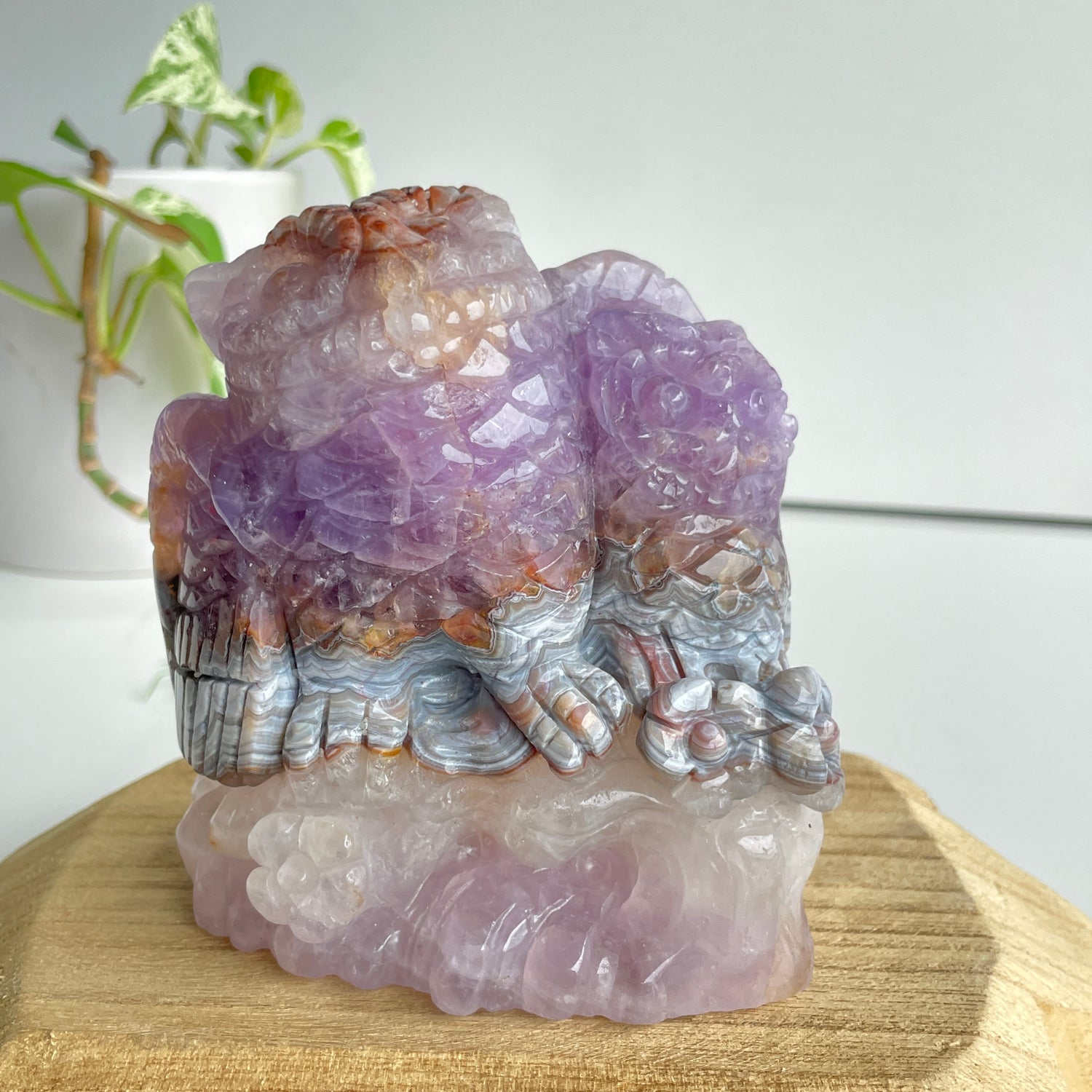 Amethyst Agate Owl Carving