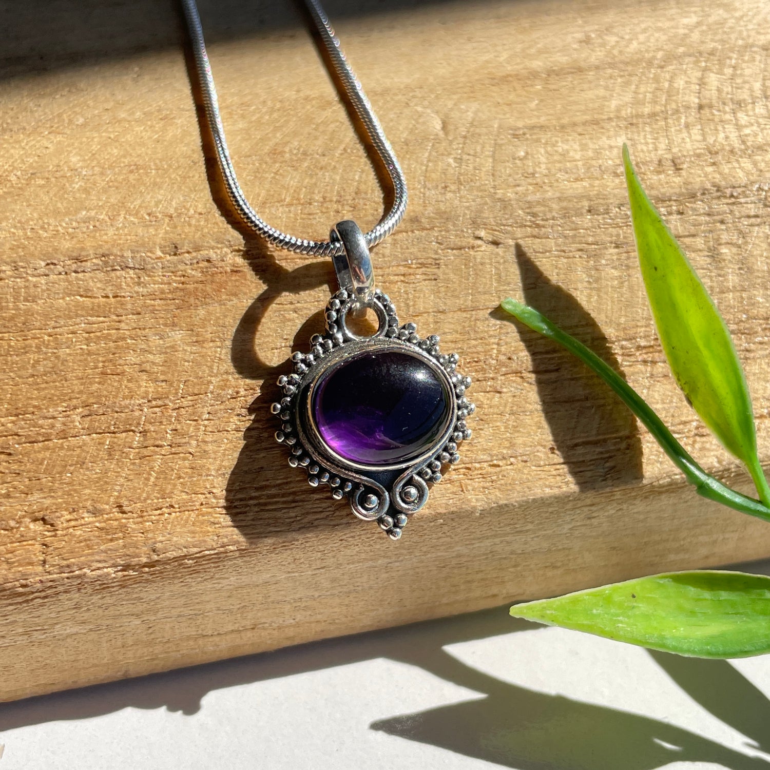 Amethyst Oval Filigree Pendant