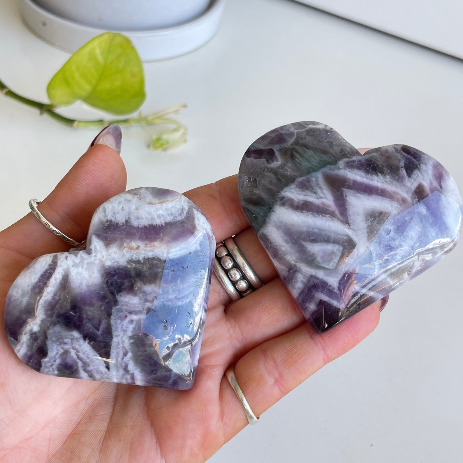 Chevron Amethyst Heart Medium