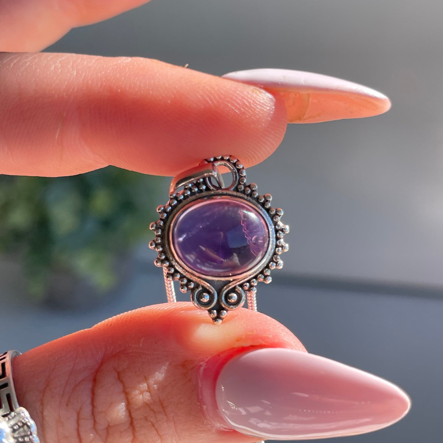 Amethyst Oval Filigree Pendant