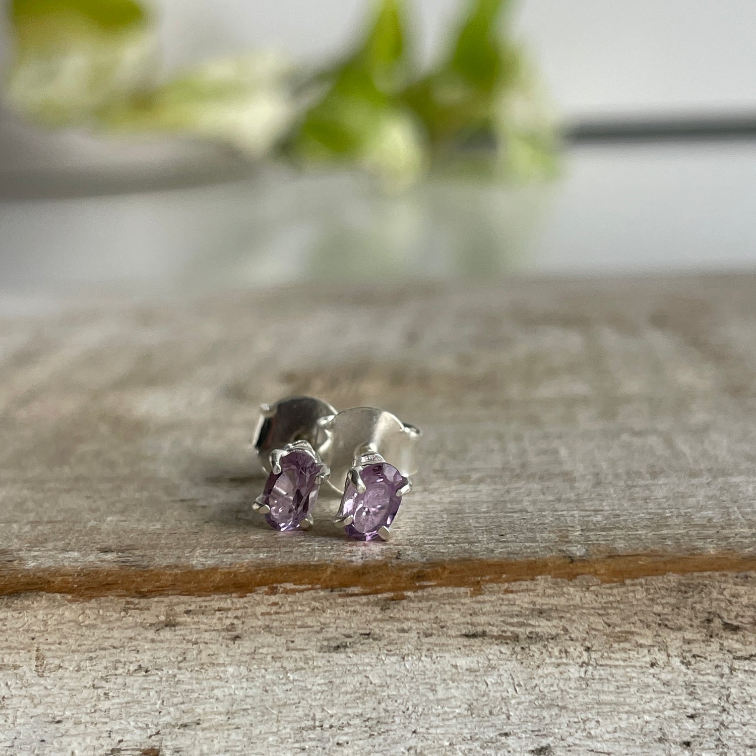 Amethyst Oval Studs