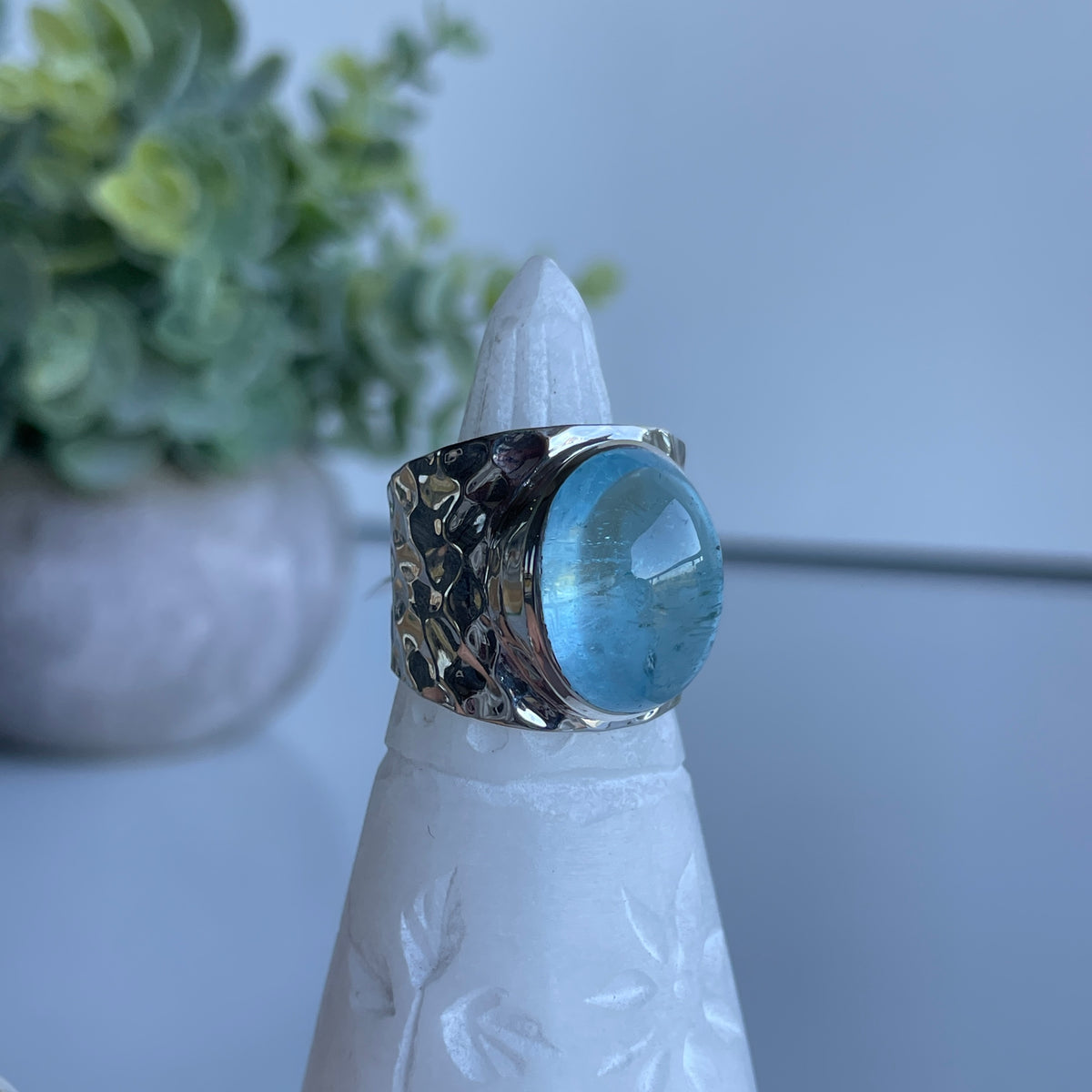 Blue Topaz Oval Ring Sz7.5