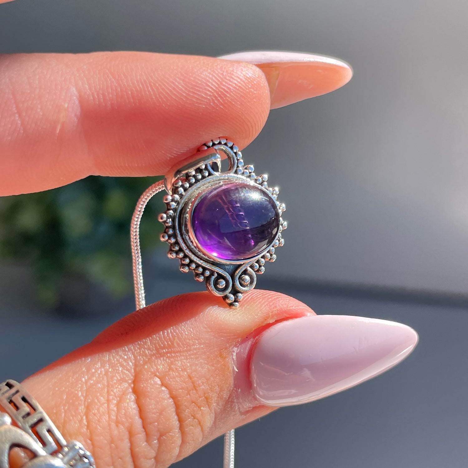 Amethyst Oval Filigree Pendant