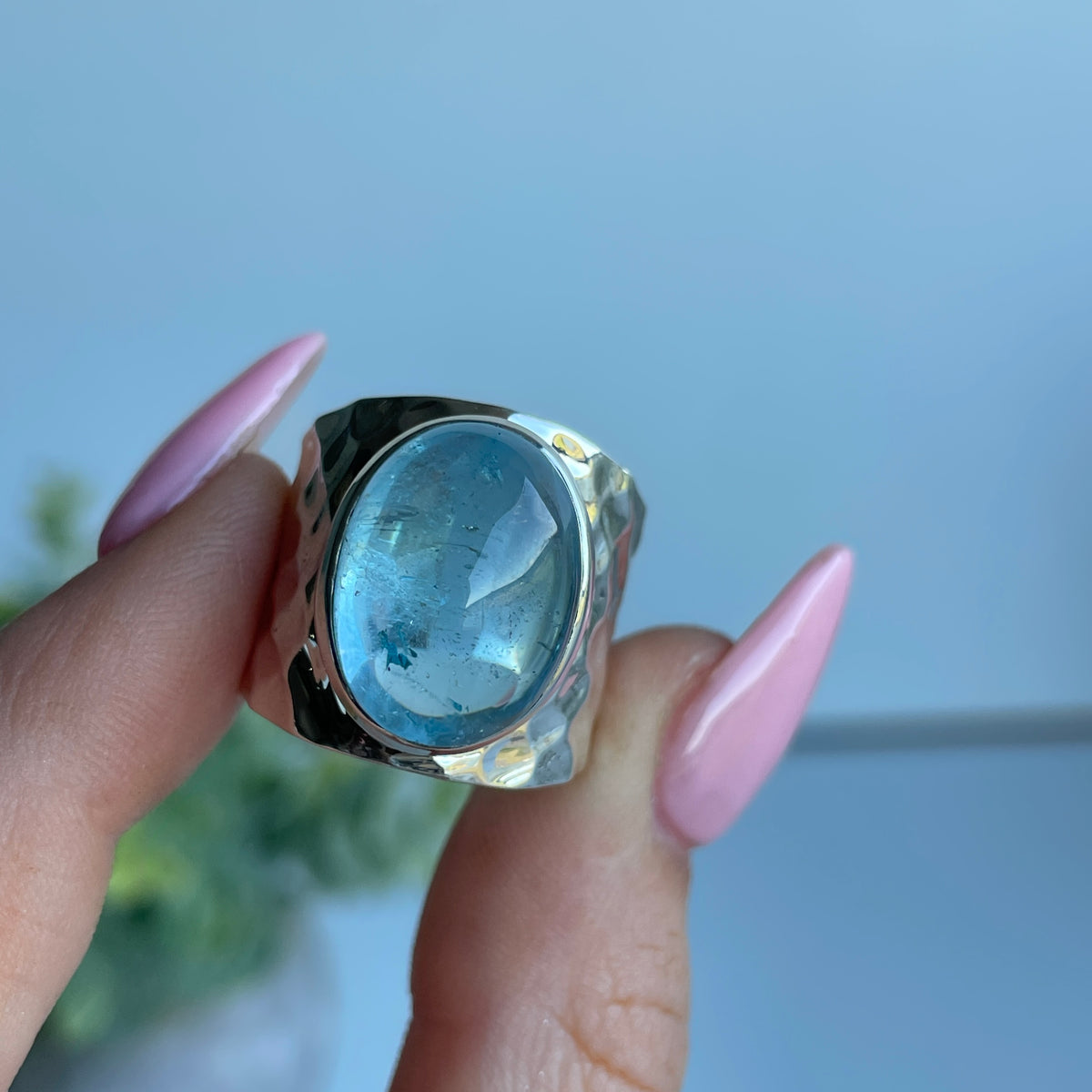 Blue Topaz Oval Ring Sz7.5