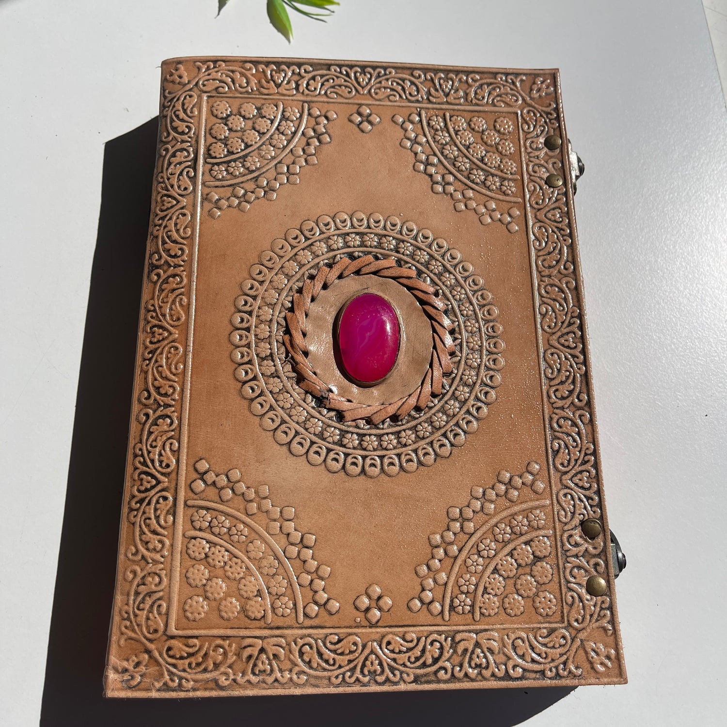 Leather Book 2 Buckles 1 Crystal Light