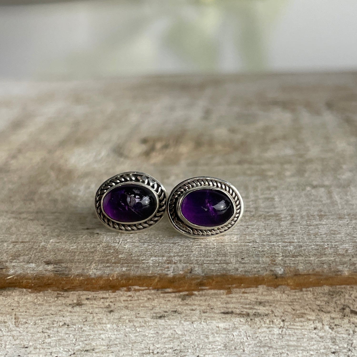 Amethyst Oval Studs