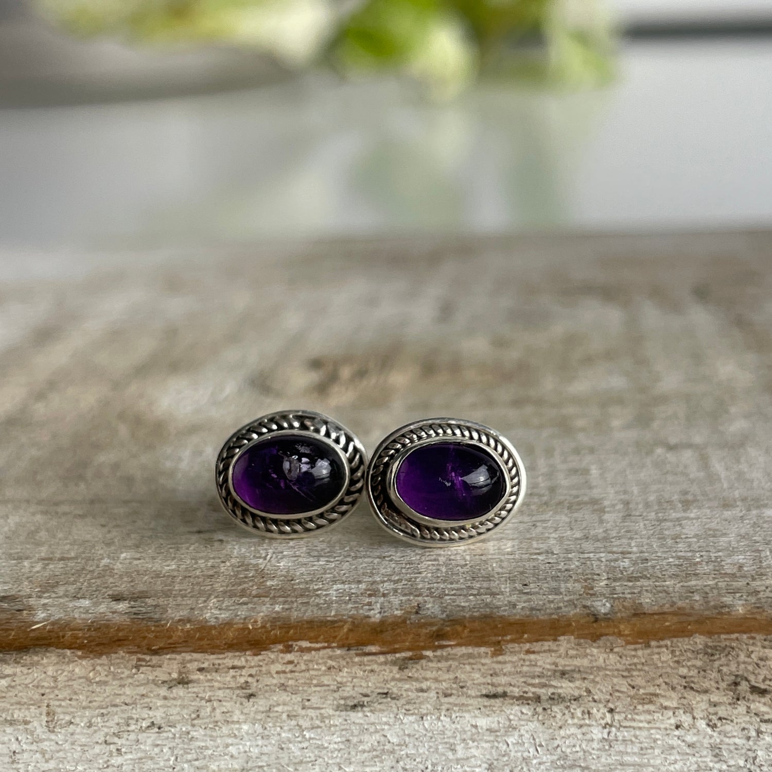 Amethyst Oval Studs