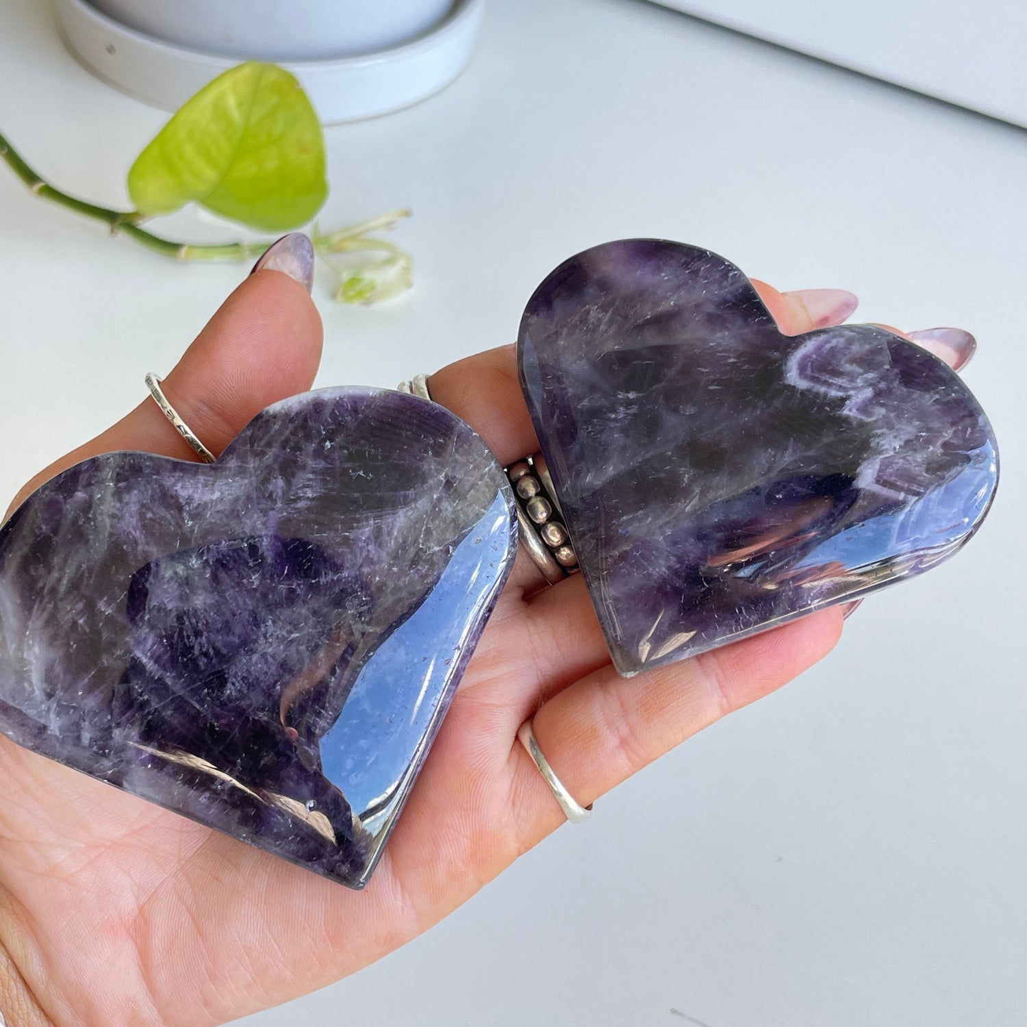 Chevron Amethyst Heart Large