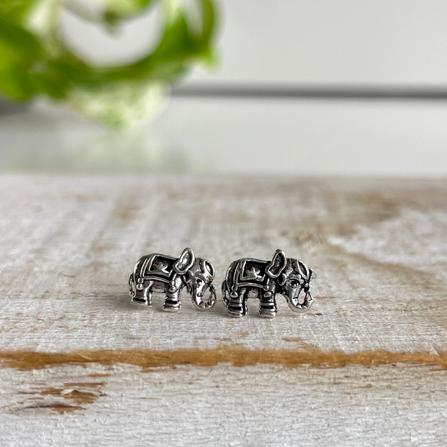 Silver Elephant Stud Earrings