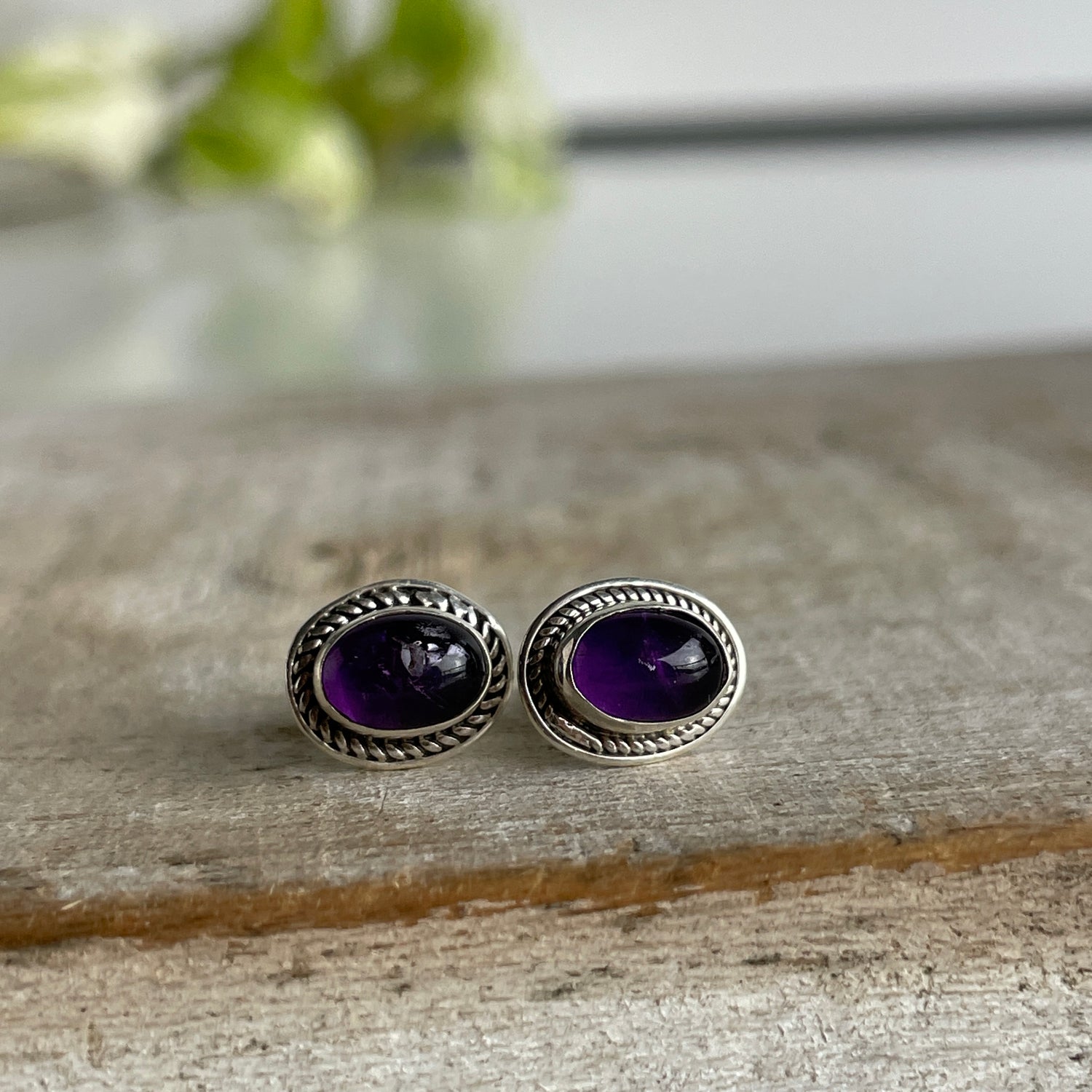 Amethyst Oval Studs