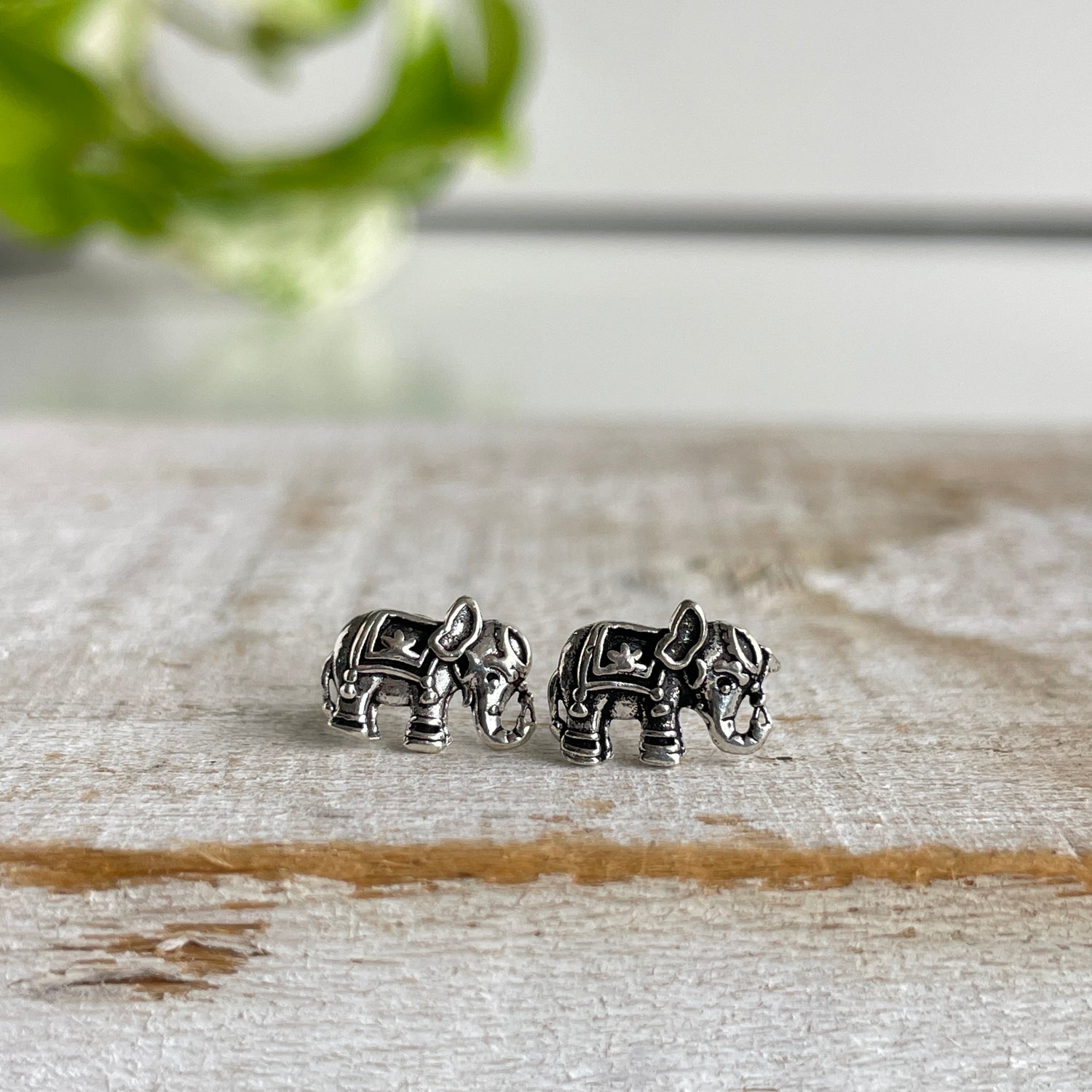 Silver Elephant Stud Earrings