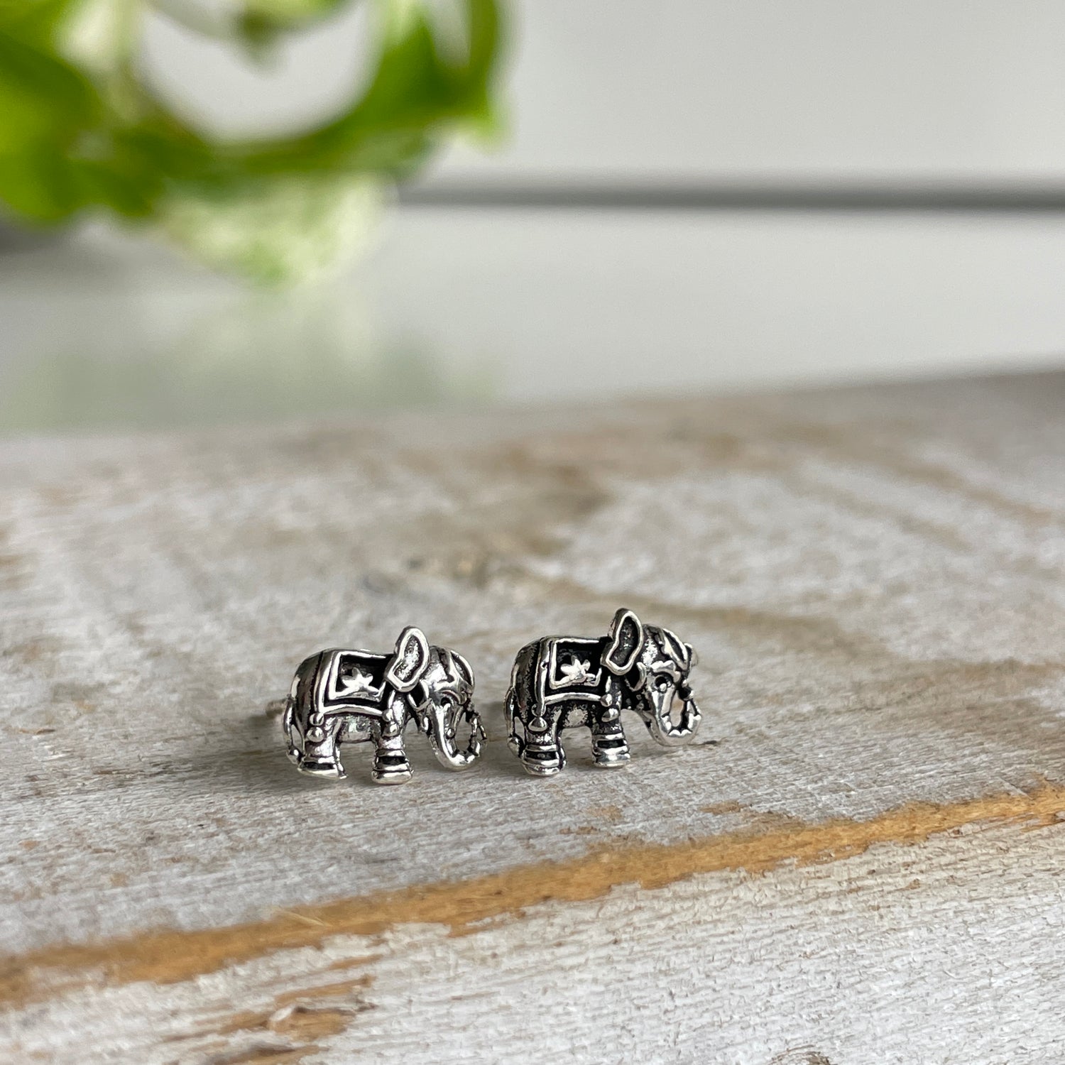 Silver Elephant Stud Earrings