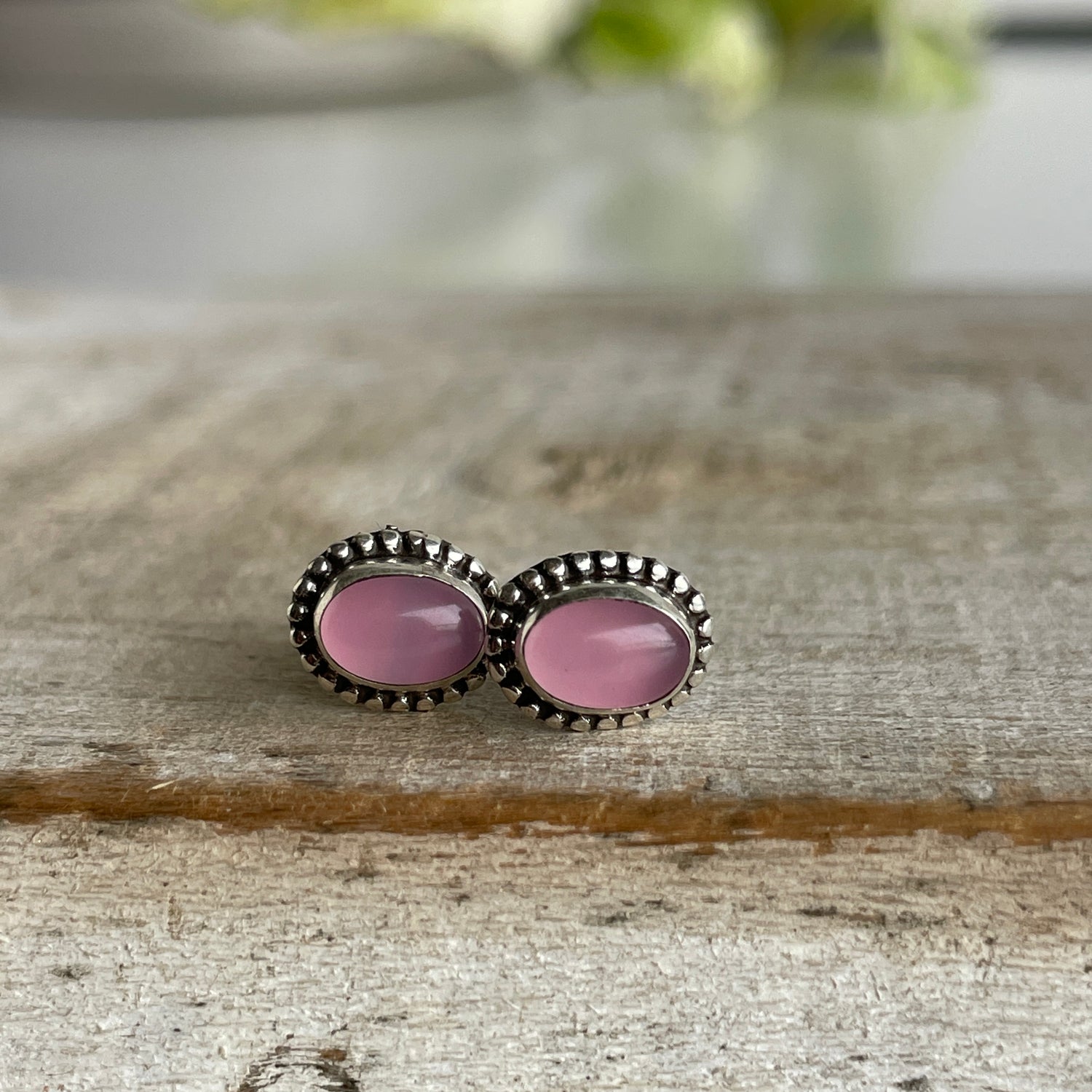 Rose Quartz Oval Studs