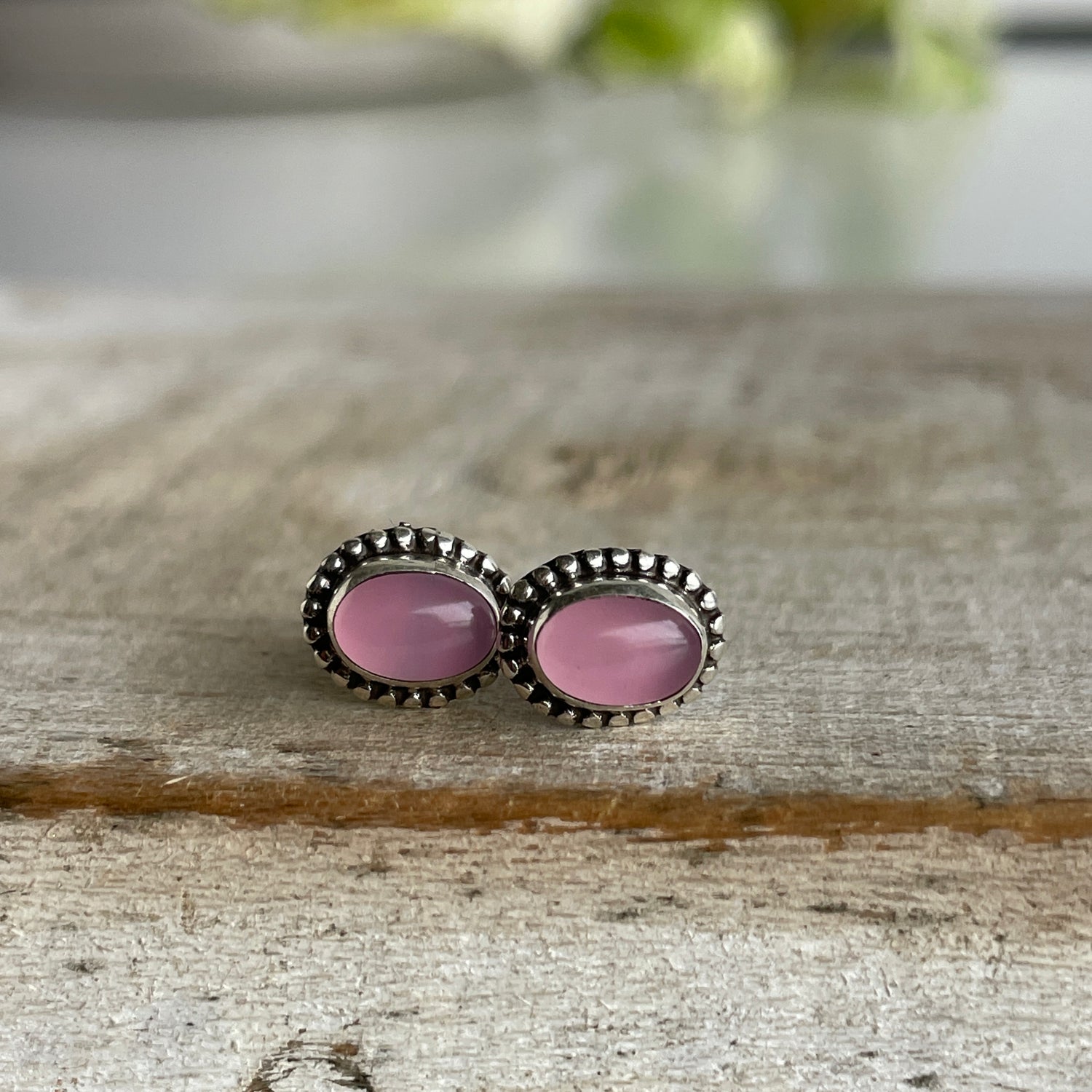 Rose Quartz Oval Studs