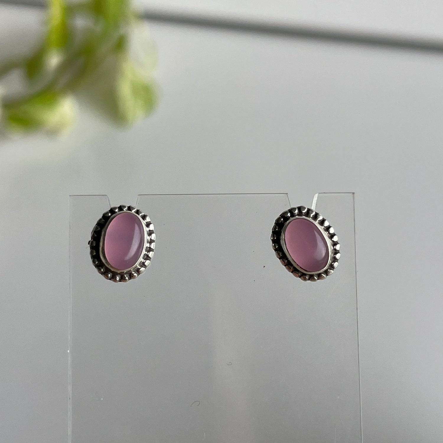 Rose Quartz Oval Studs