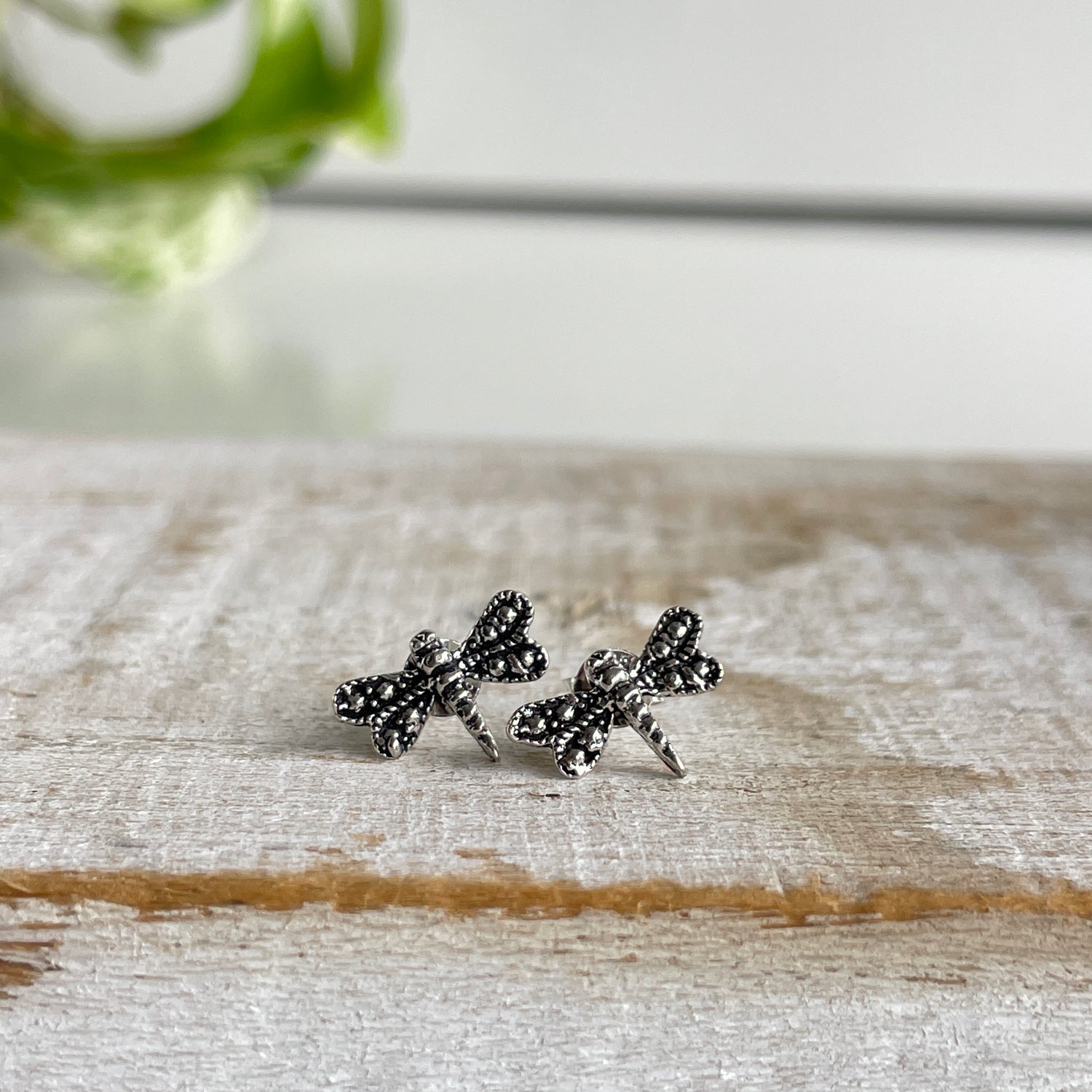 Silver Dragonfly Stud Earrings