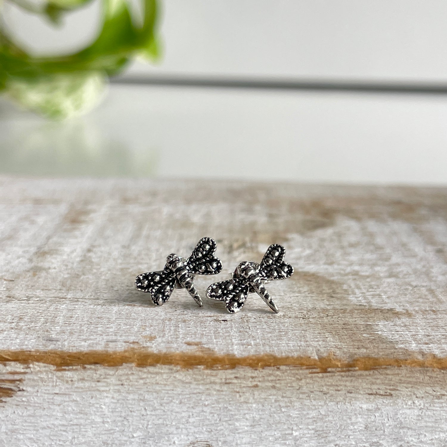 Silver Dragonfly Stud Earrings