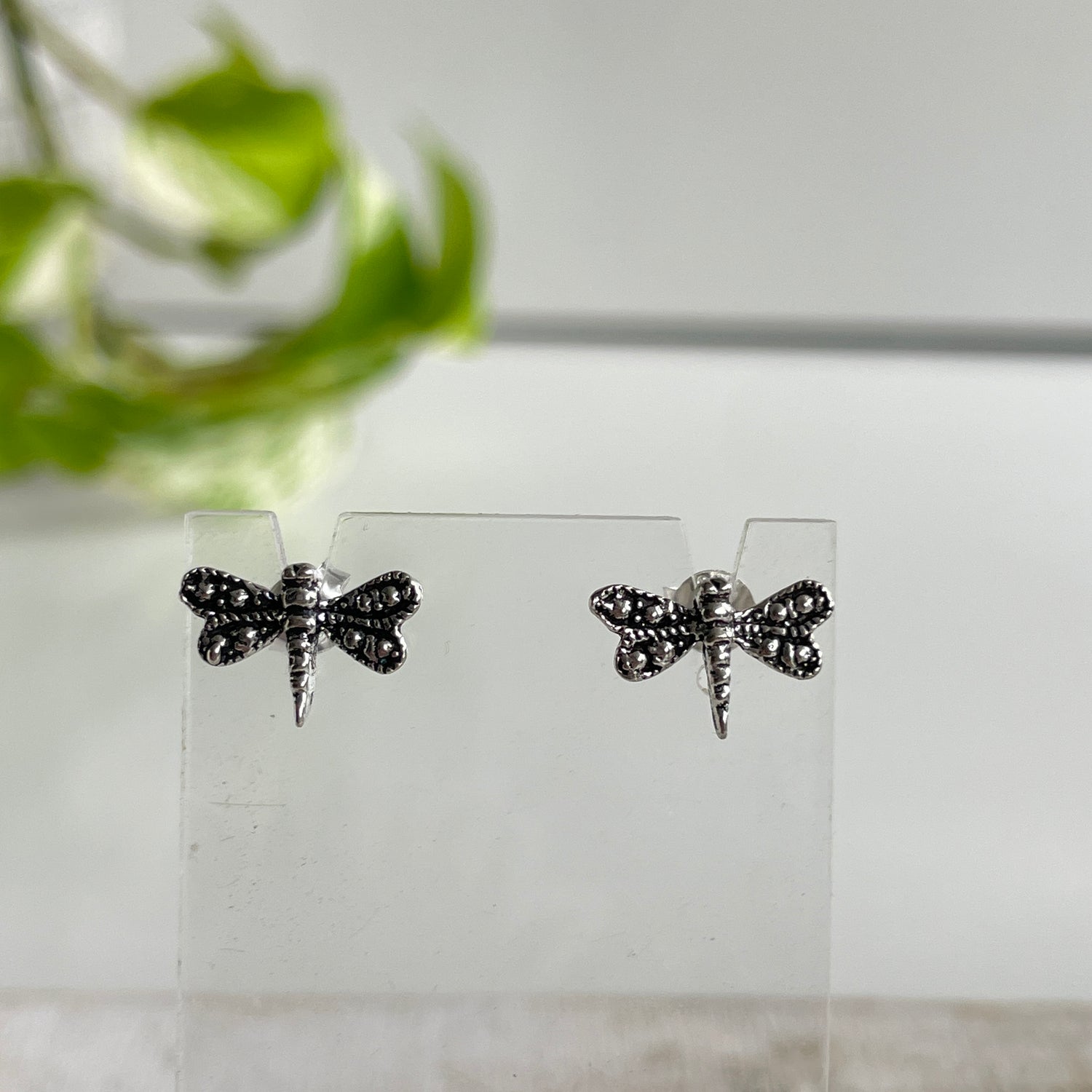 Silver Dragonfly Stud Earrings