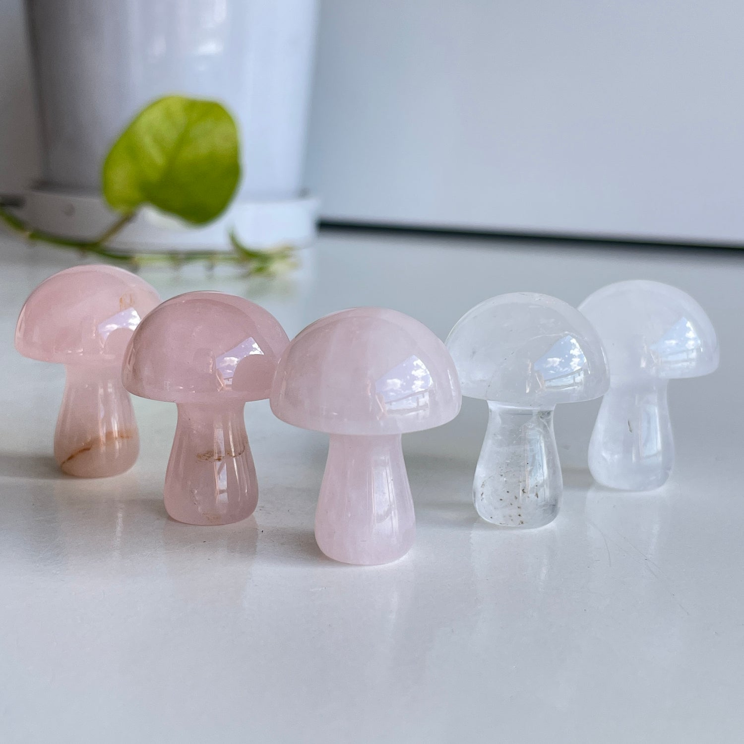 Rose & Clear Quartz Mushroom