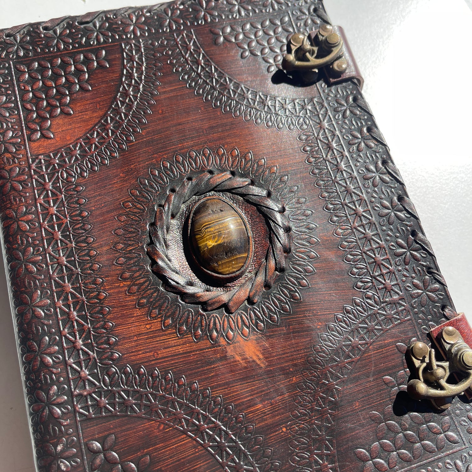 Leather Book 2 Buckles 1 Crystal