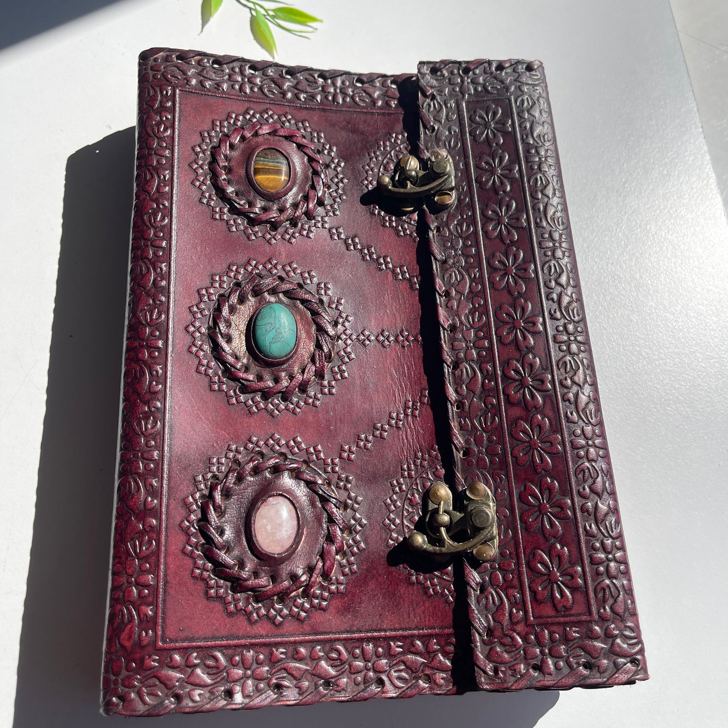 Leather Book 2 Buckles 3 Crystals