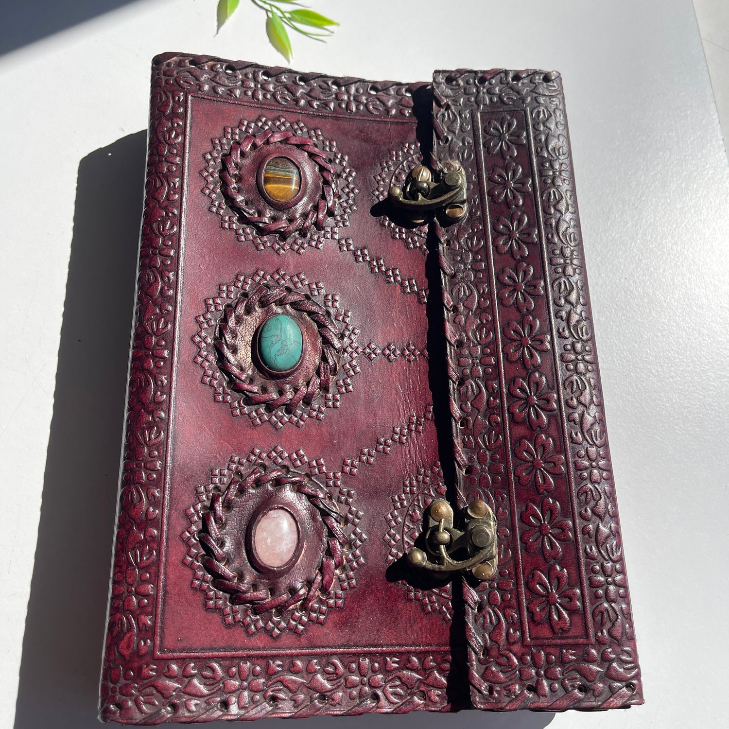 Leather Book 2 Buckles 3 Crystals