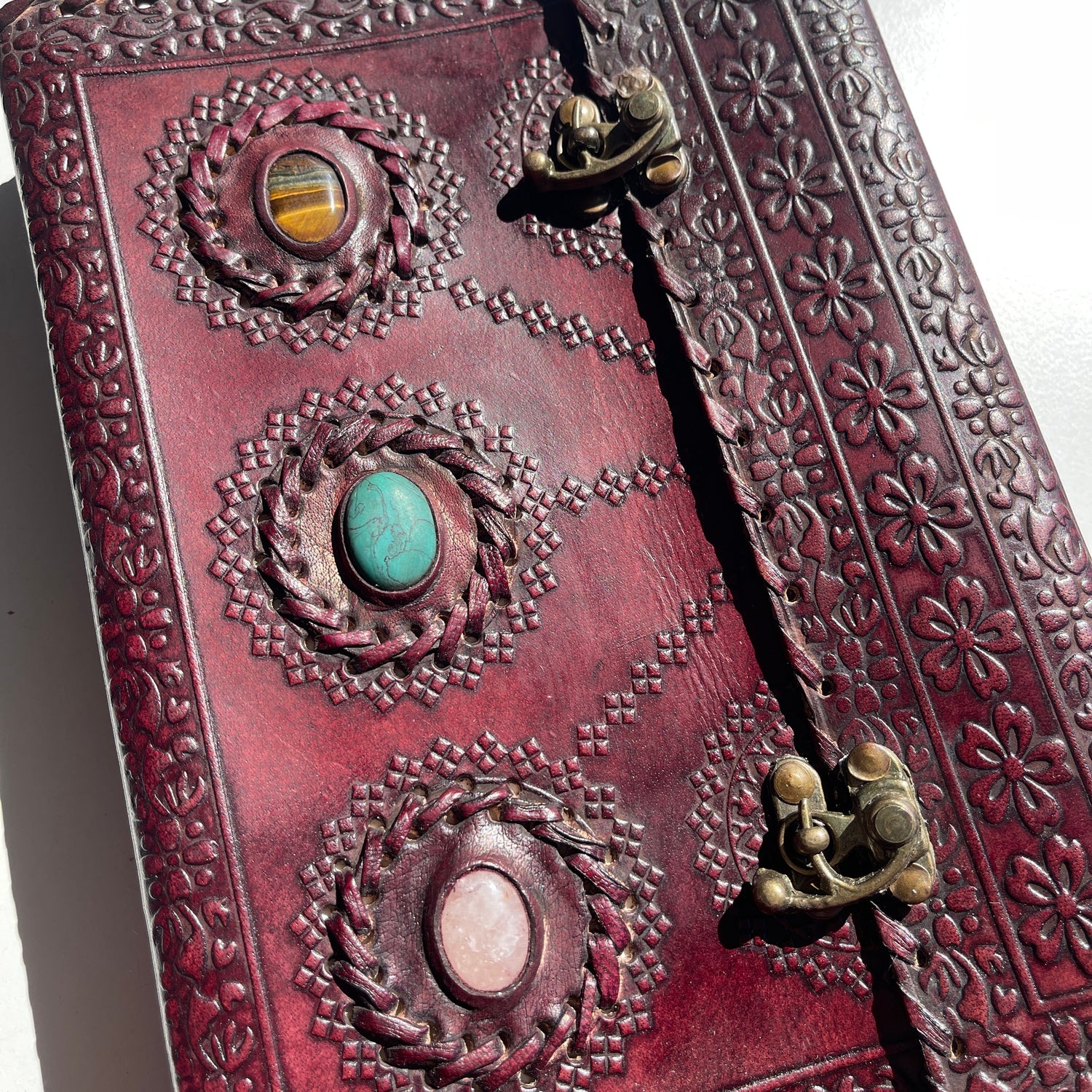 Leather Book 2 Buckles 3 Crystals