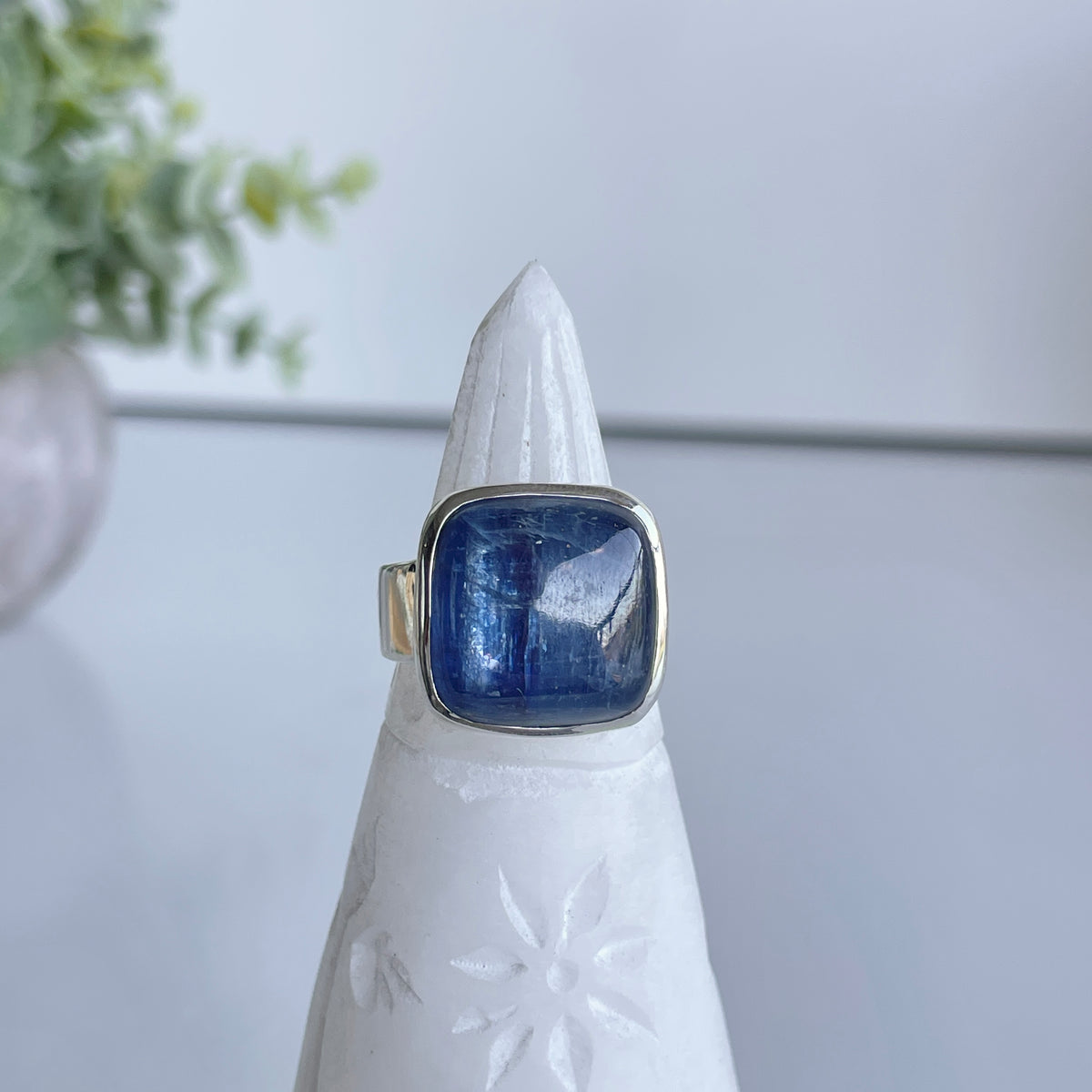Blue Kyanite Square Ring Sz8