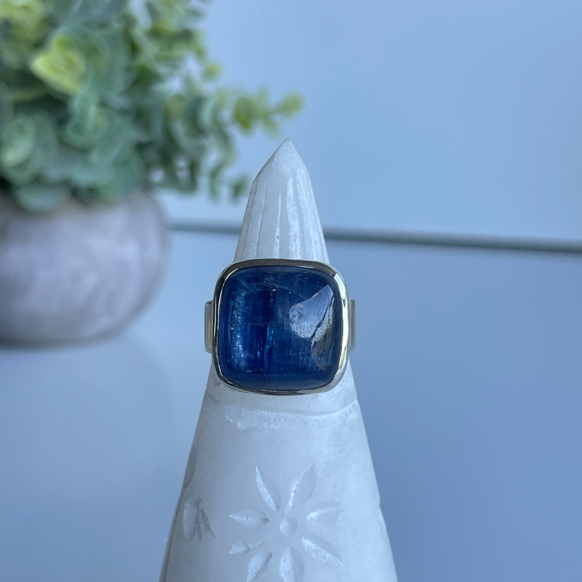 Blue Kyanite Square Ring Sz8
